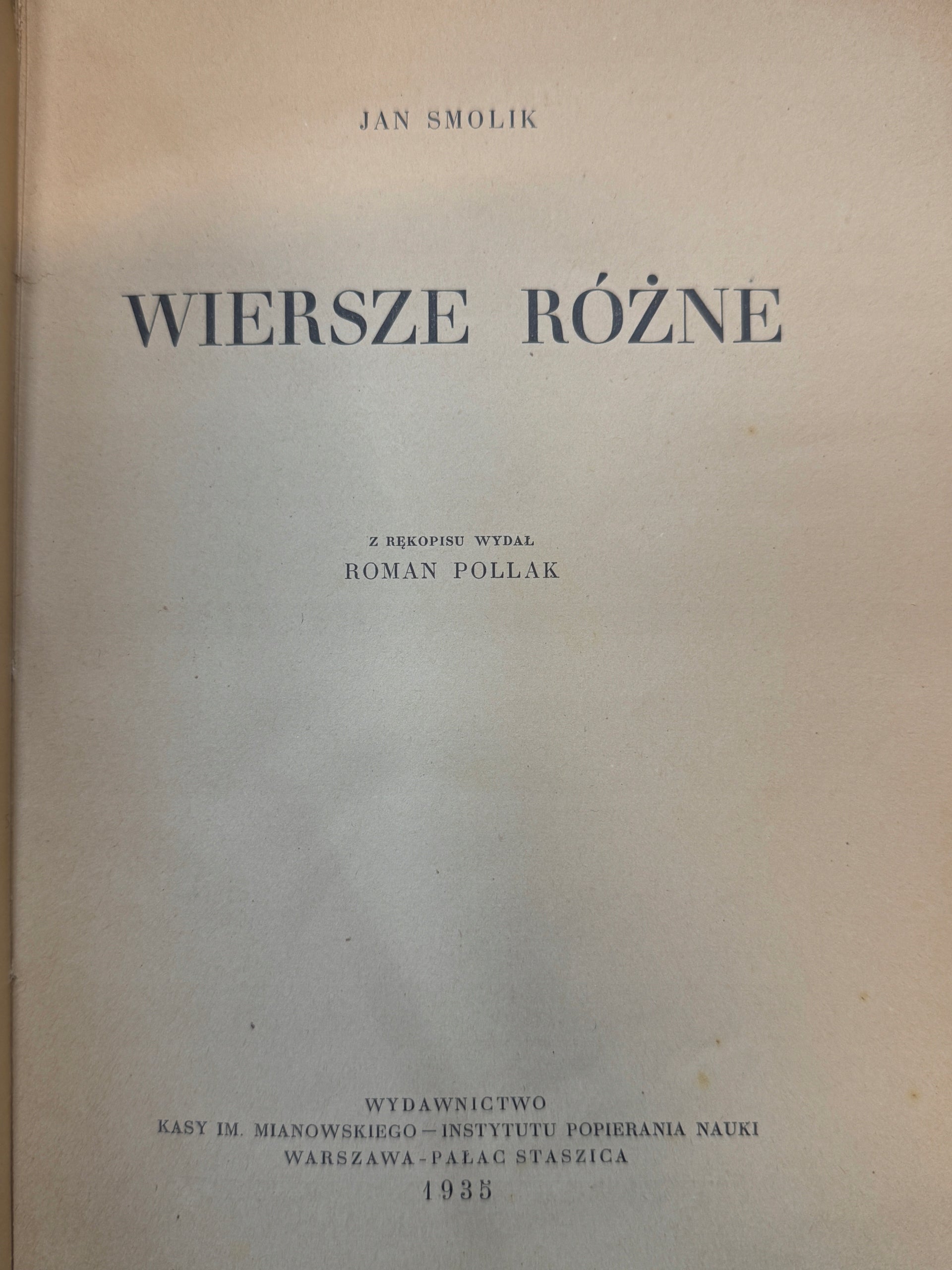 Wiersze różne Jan Smolik [1935 r.]