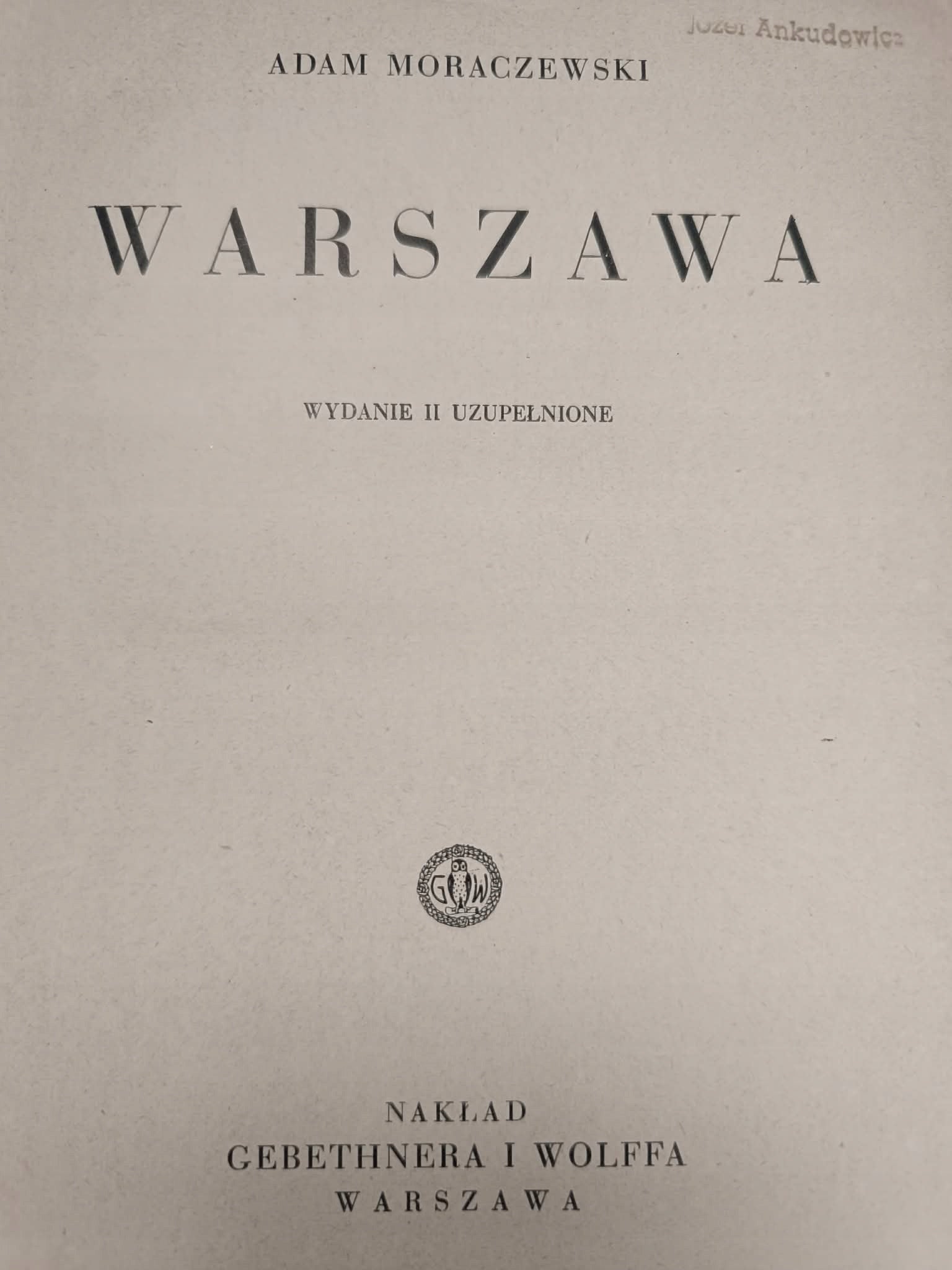 Warszawa, Adam Moraczewski, Gebethner i Wolff