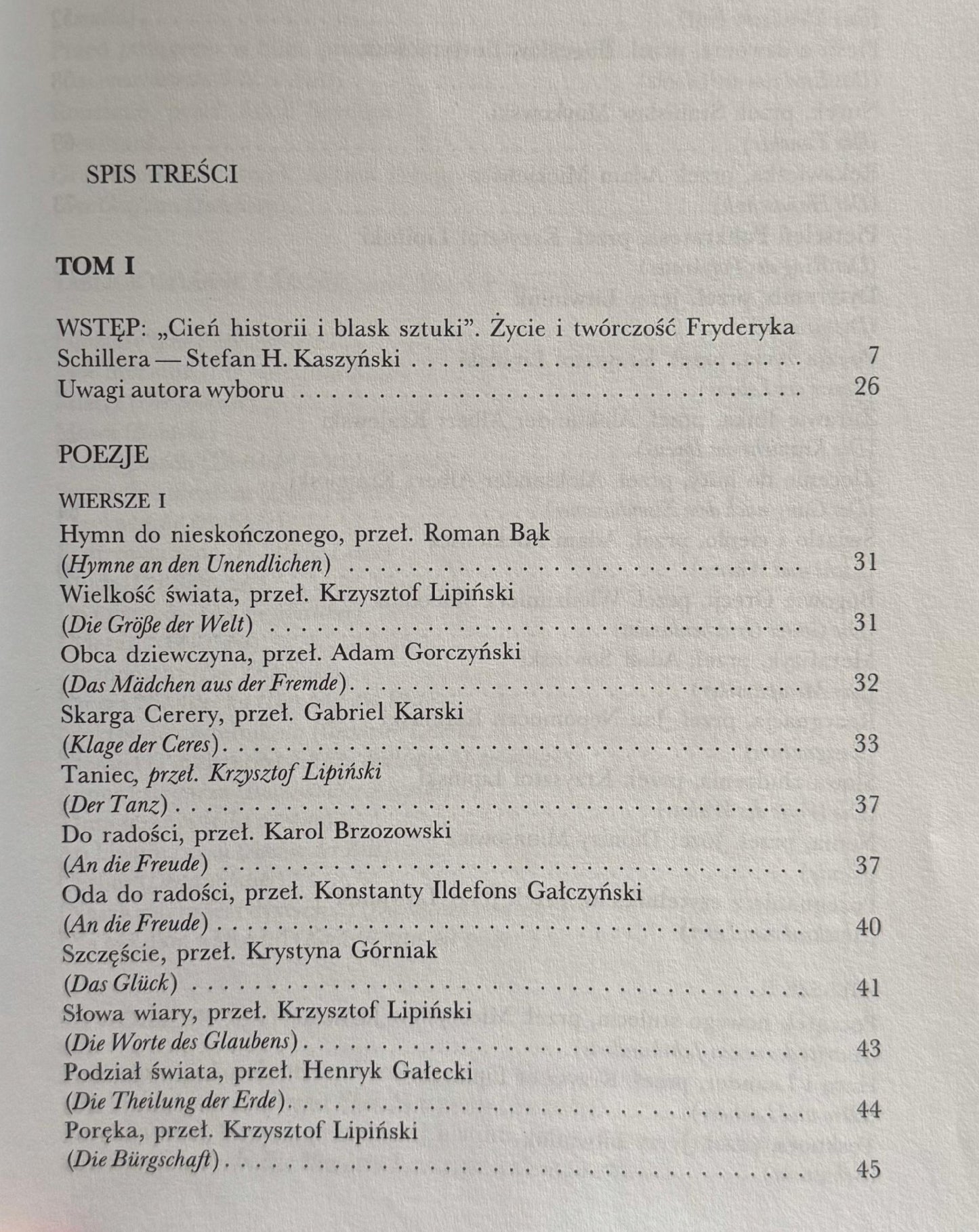 Fryderyk Schiller Dzieła wybrane Tom I, II