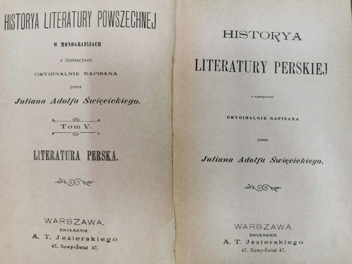 Historya literatury powszechnej, J. Święcicki, t. I-V w 6 woluminach [1901]