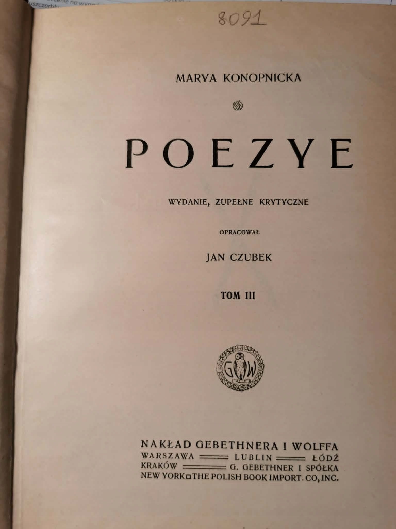 Poezje, M. Konopnicka [1915-1916]