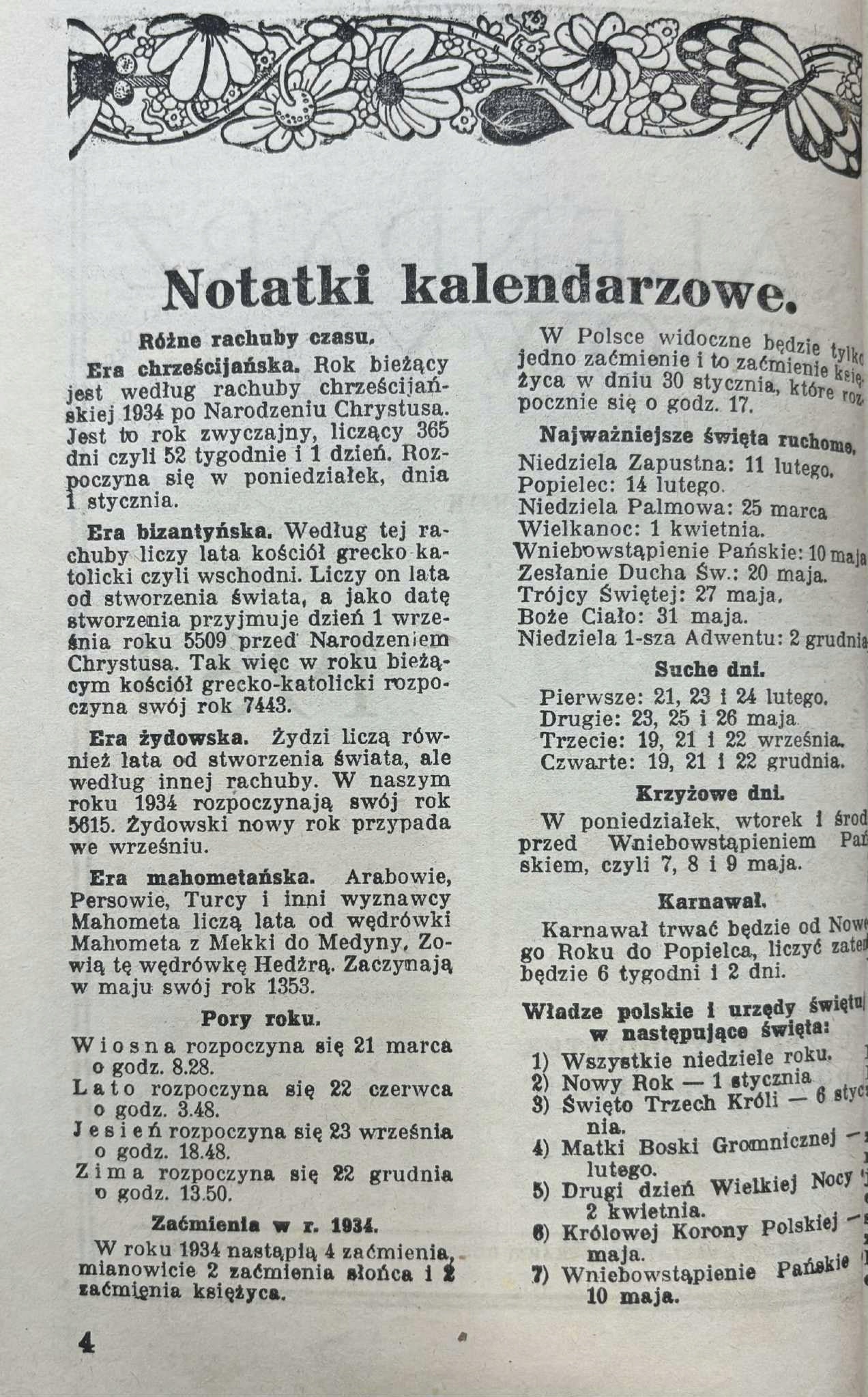 Kalendarz ludowy na rok 1934 bezpłatny dodatek do "Obrony ludu"