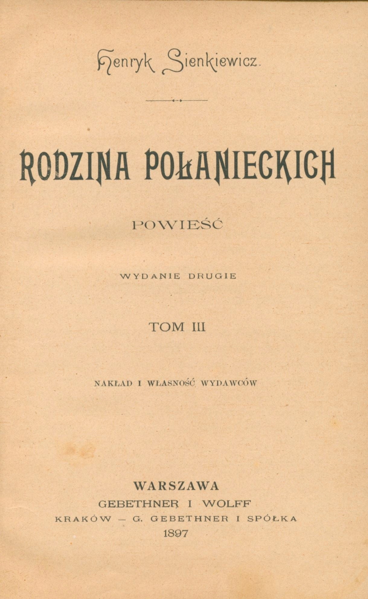 Rodzina Połanieckich, Sienkiewicz Henryk [drugie wydanie]
