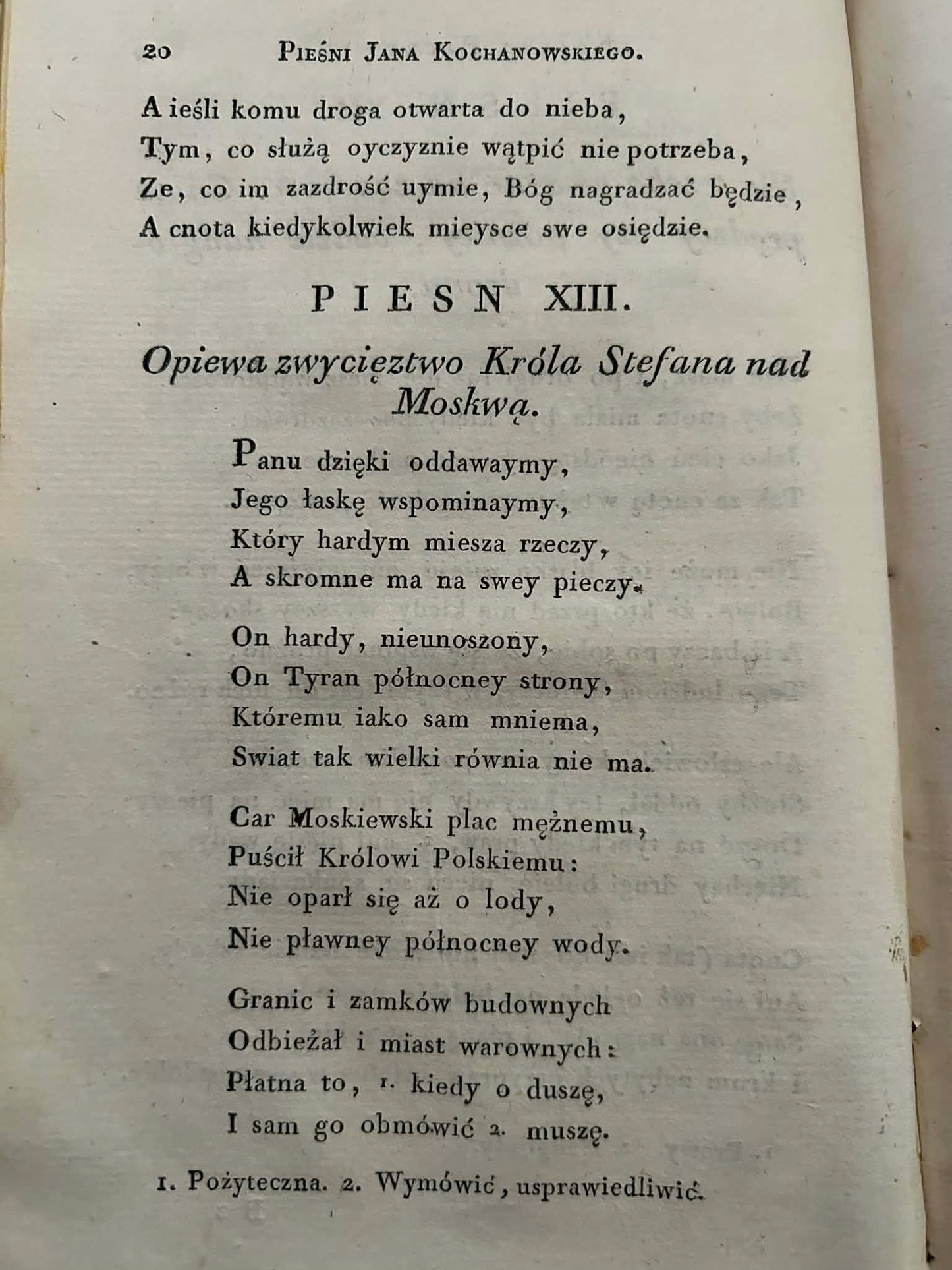 Dzieła polskie Jana Kochanowskiego Tom I - edycya T. Mostowskiego [1803 r.]