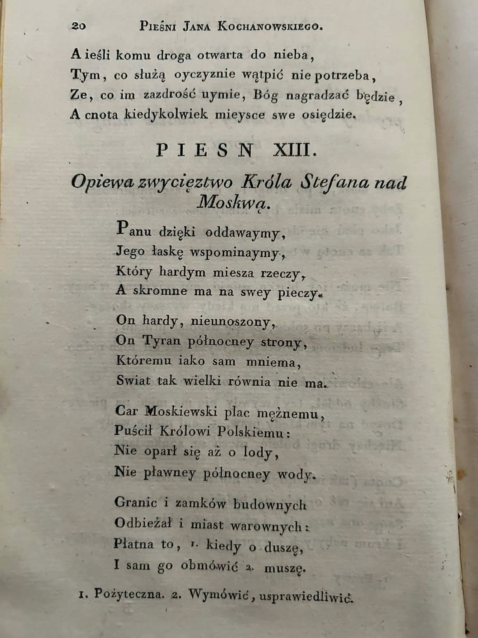 Dzieła polskie Jana Kochanowskiego Tom I - edycya T. Mostowskiego [1803 r.]