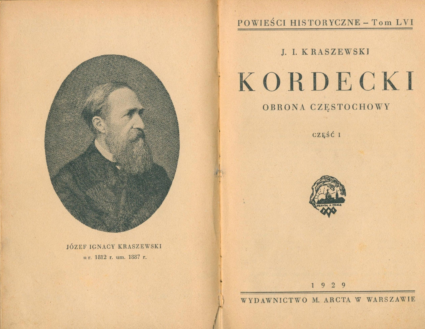 Kraszewski Józef Ignacy Kordecki. Obrona Częstochowy cz. I-III [1929]
