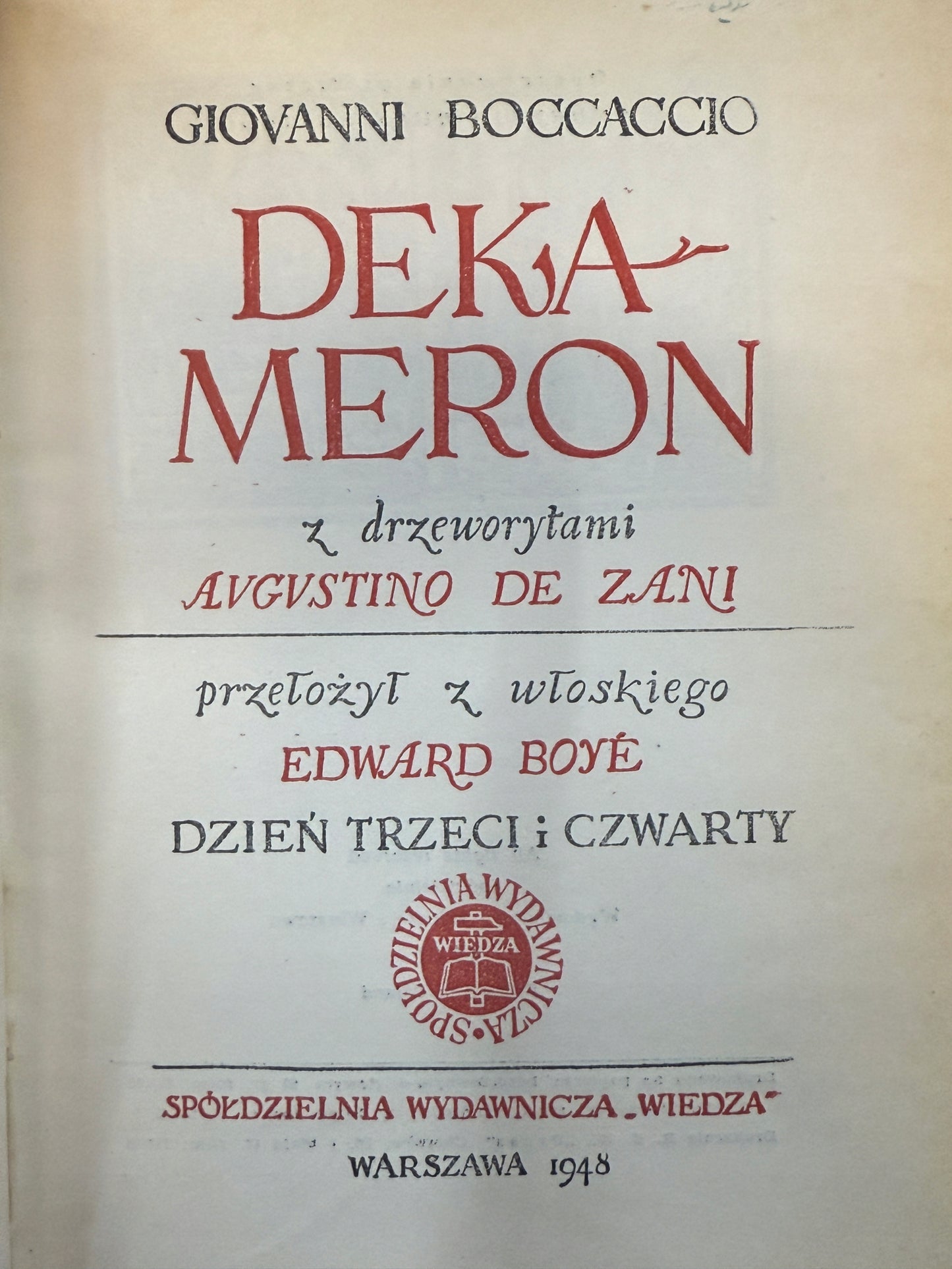 Dekameron Giovanni Boccaccio [1948 r.][KOMPLET]