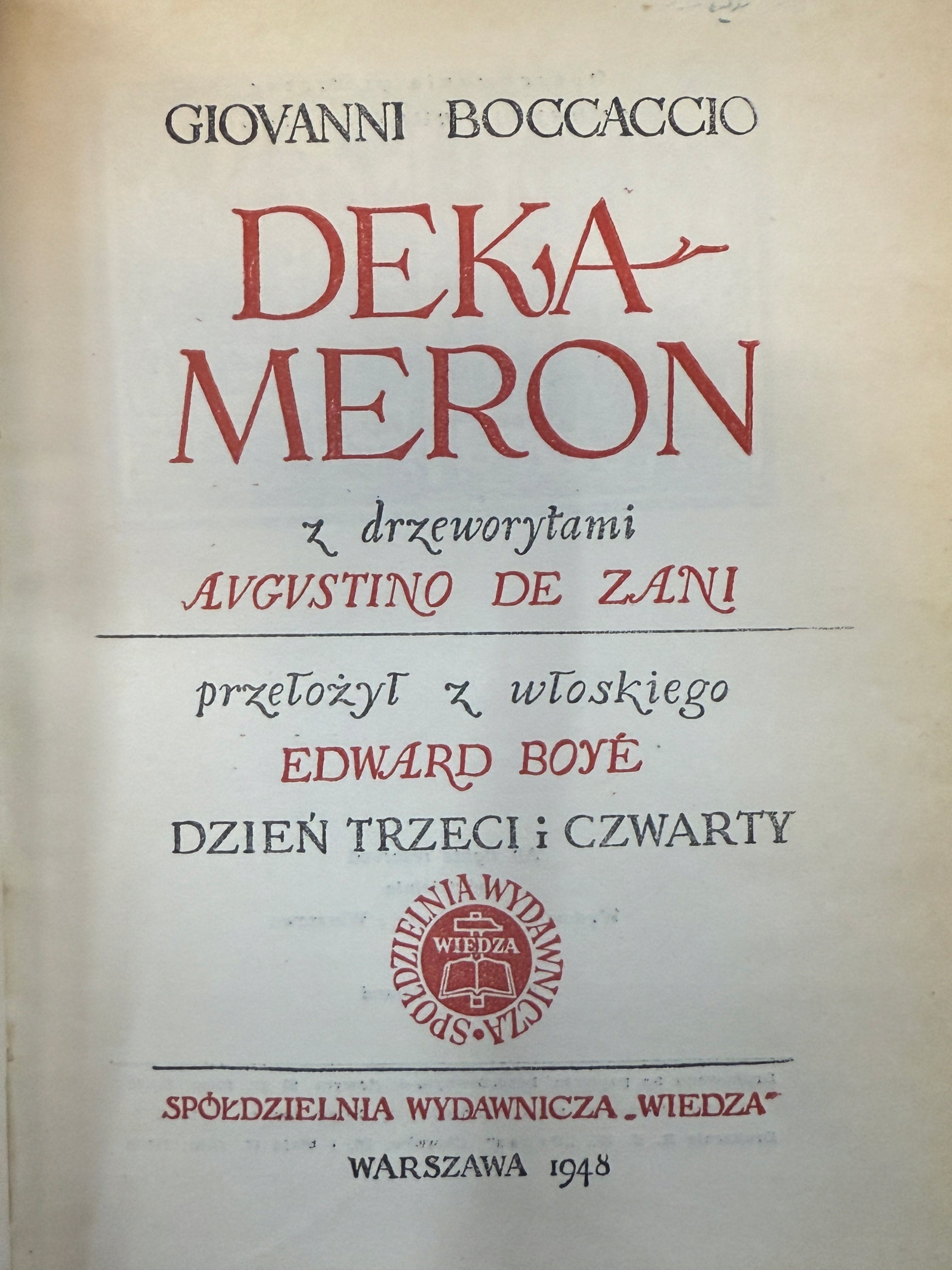 Dekameron Giovanni Boccaccio [1948 r.][KOMPLET]