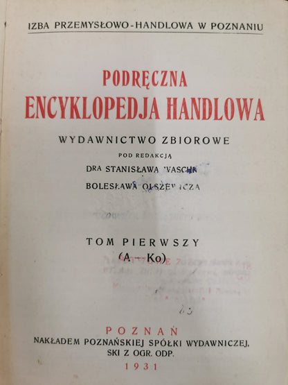 Podręczna Encyklopedia Handlowa, dr S. Waschka, B. Olszewicz