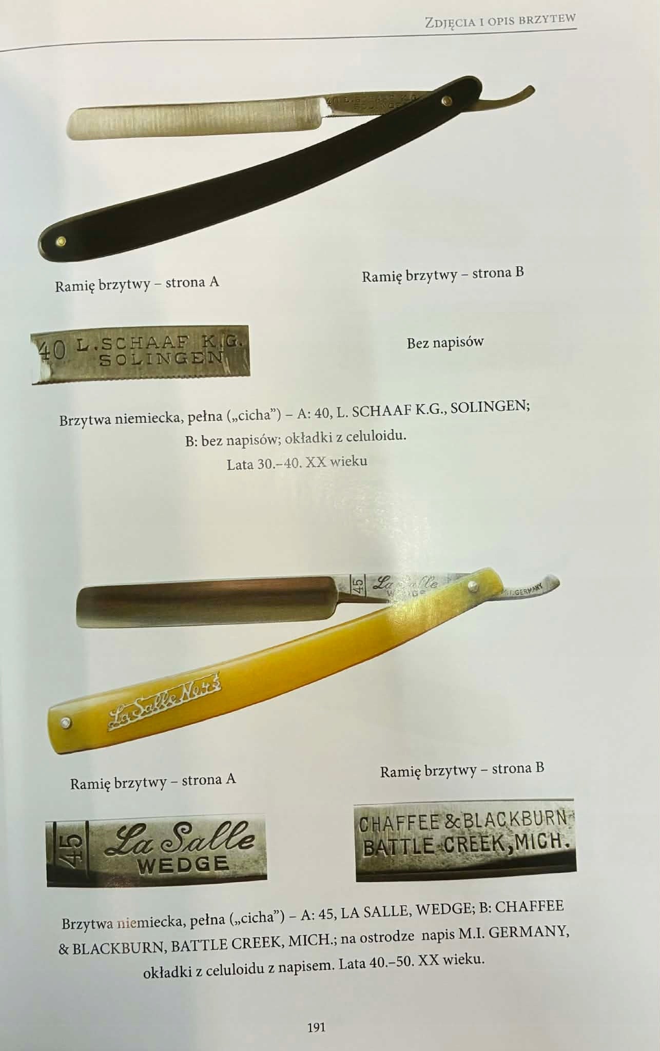 Lech Kubecki Brzytwa Fryzjerska XVIII - XX w. Rodzaje, modele, producenci