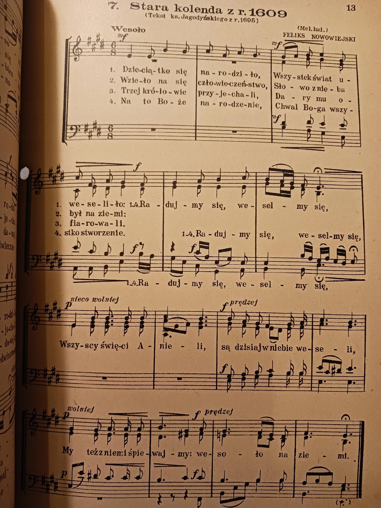 Dwanaście kolęd na chór mieszany Feliks Nowowiejski wydanie V [1947 rok]