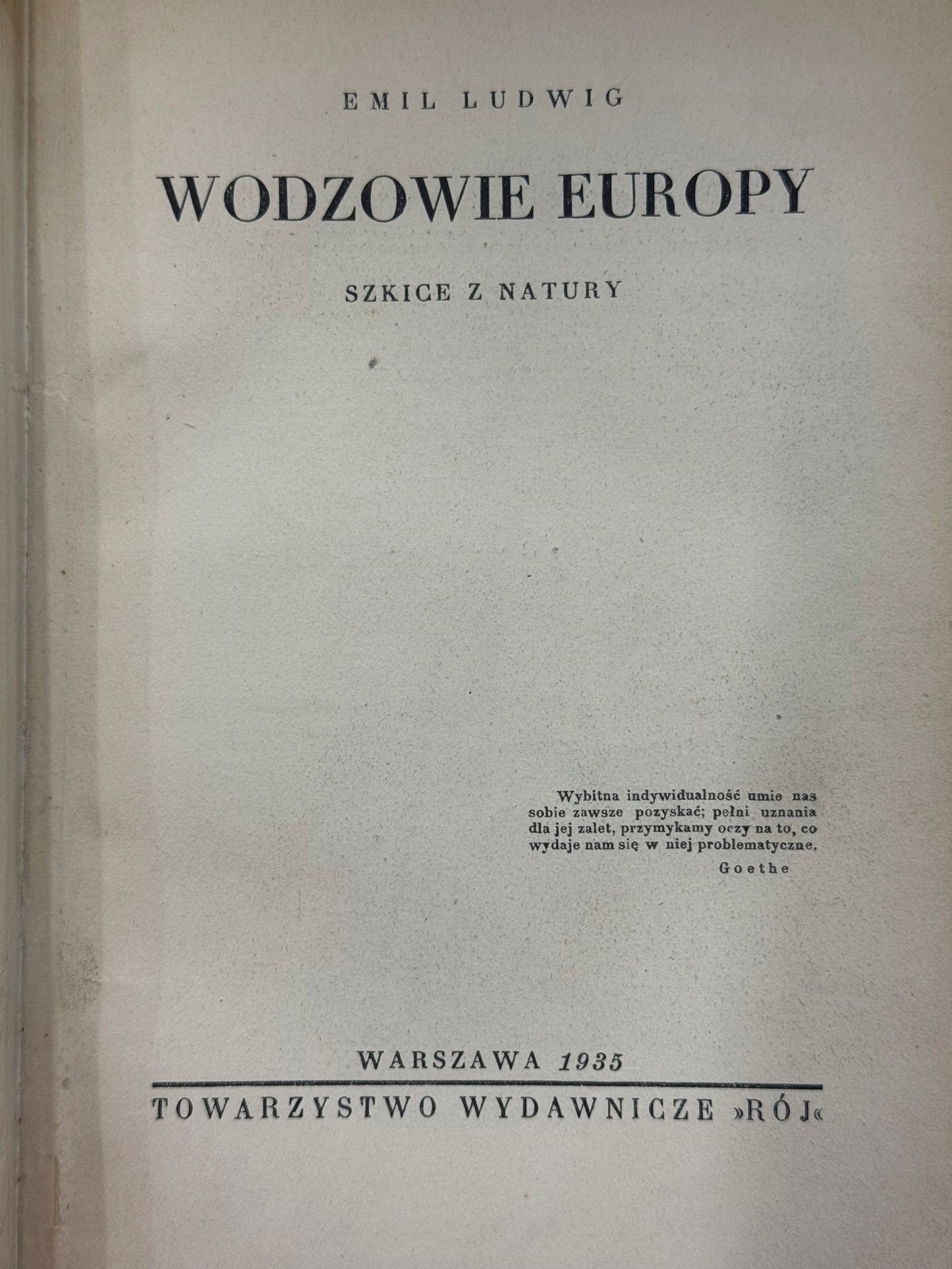 Wodzowie Europy. Szkice z natury Emil Ludwig [wydanie przedwojenne]