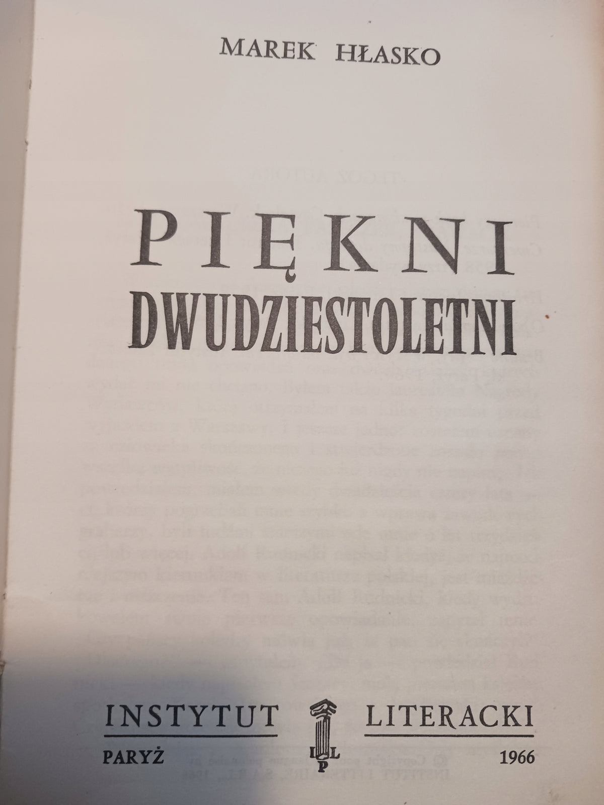 Piękni dwudziestoletni Marek Hłasko [PIERWSZE WYDANIE]