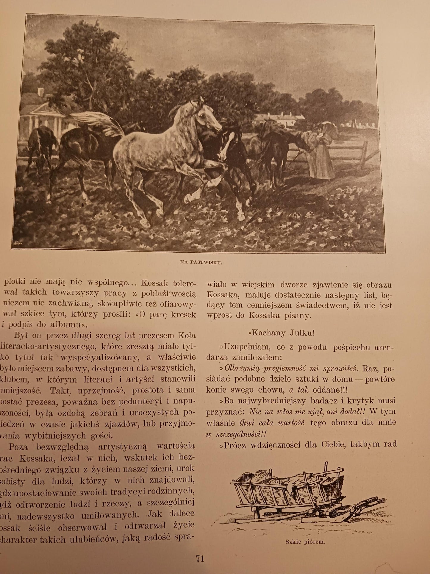 Juljusz Kossak przez Stanisława Witkiewicza [pierwsze wydanie 1900 rok]