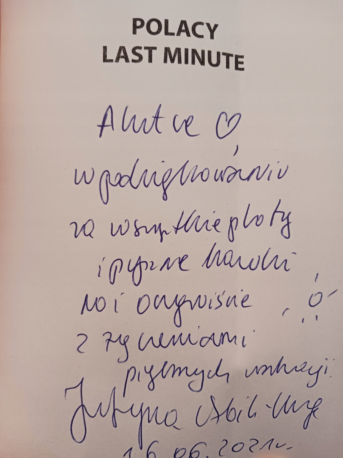 Polacy last minute Justyna Dżbik-Kluge [dedykacja odautorska]