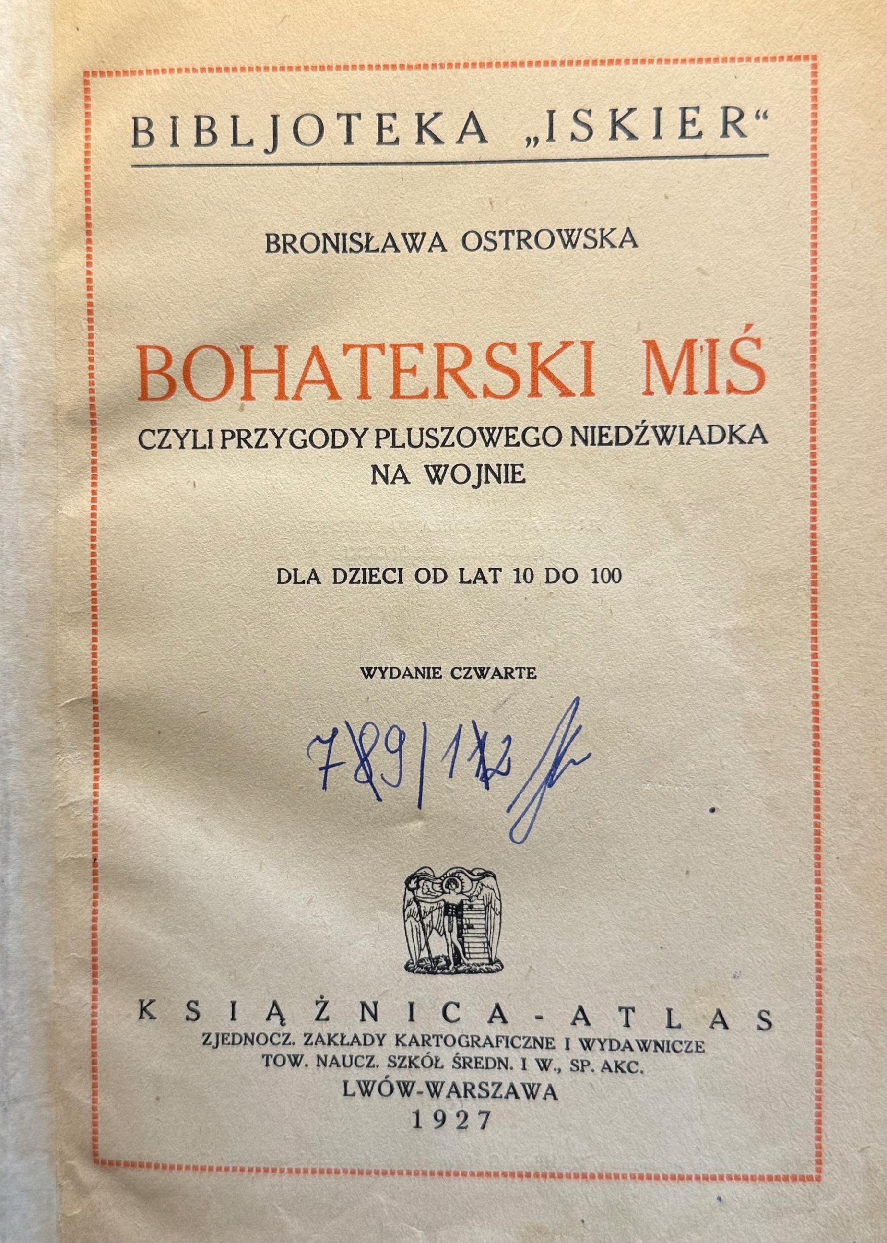 Bohaterski Miś Bronisława Ostrowska [1927][il. Kamil Mackiewicz]
