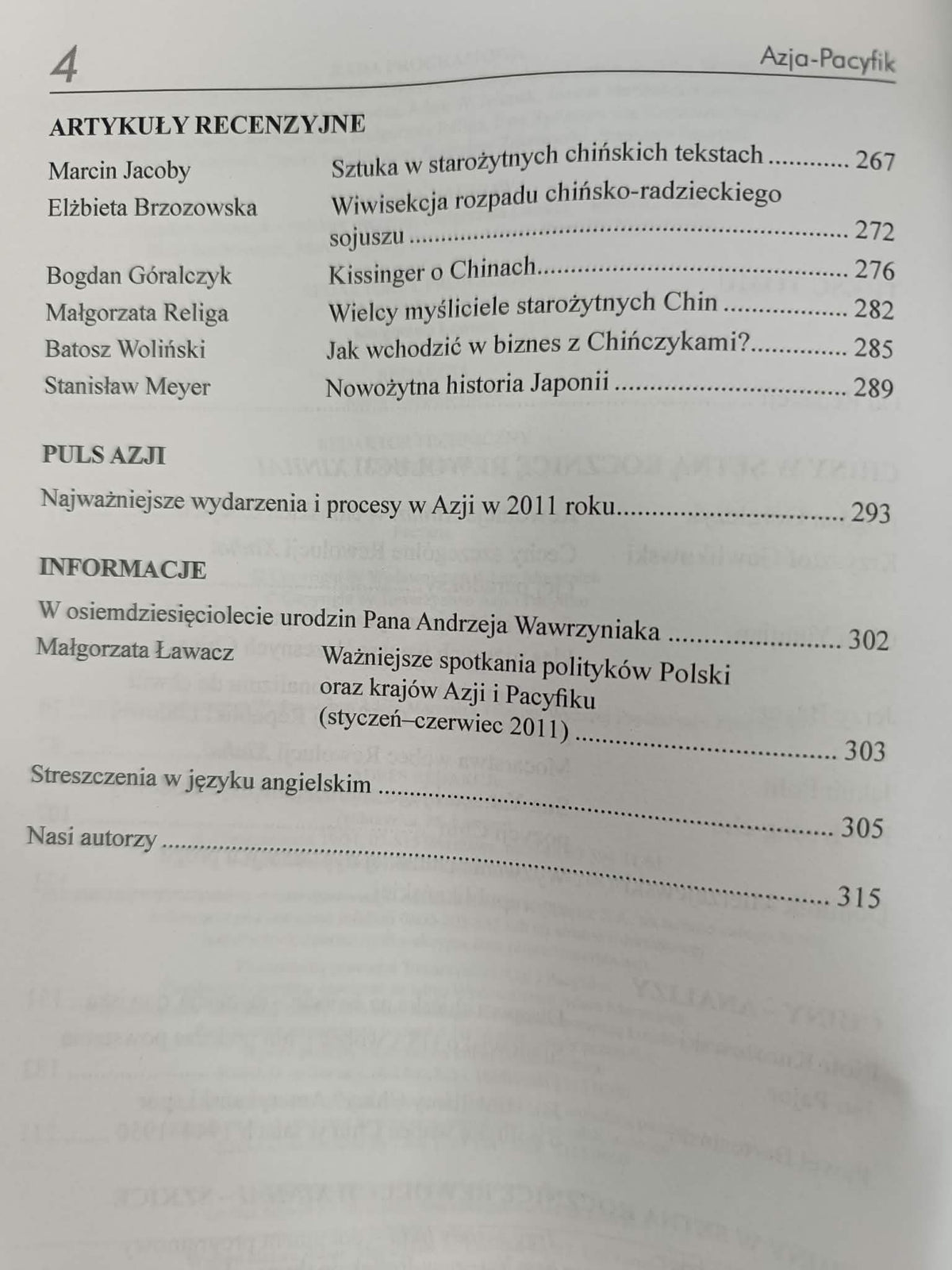 Azja Pacyfik nr 14, 2011, Praca zbiorowa