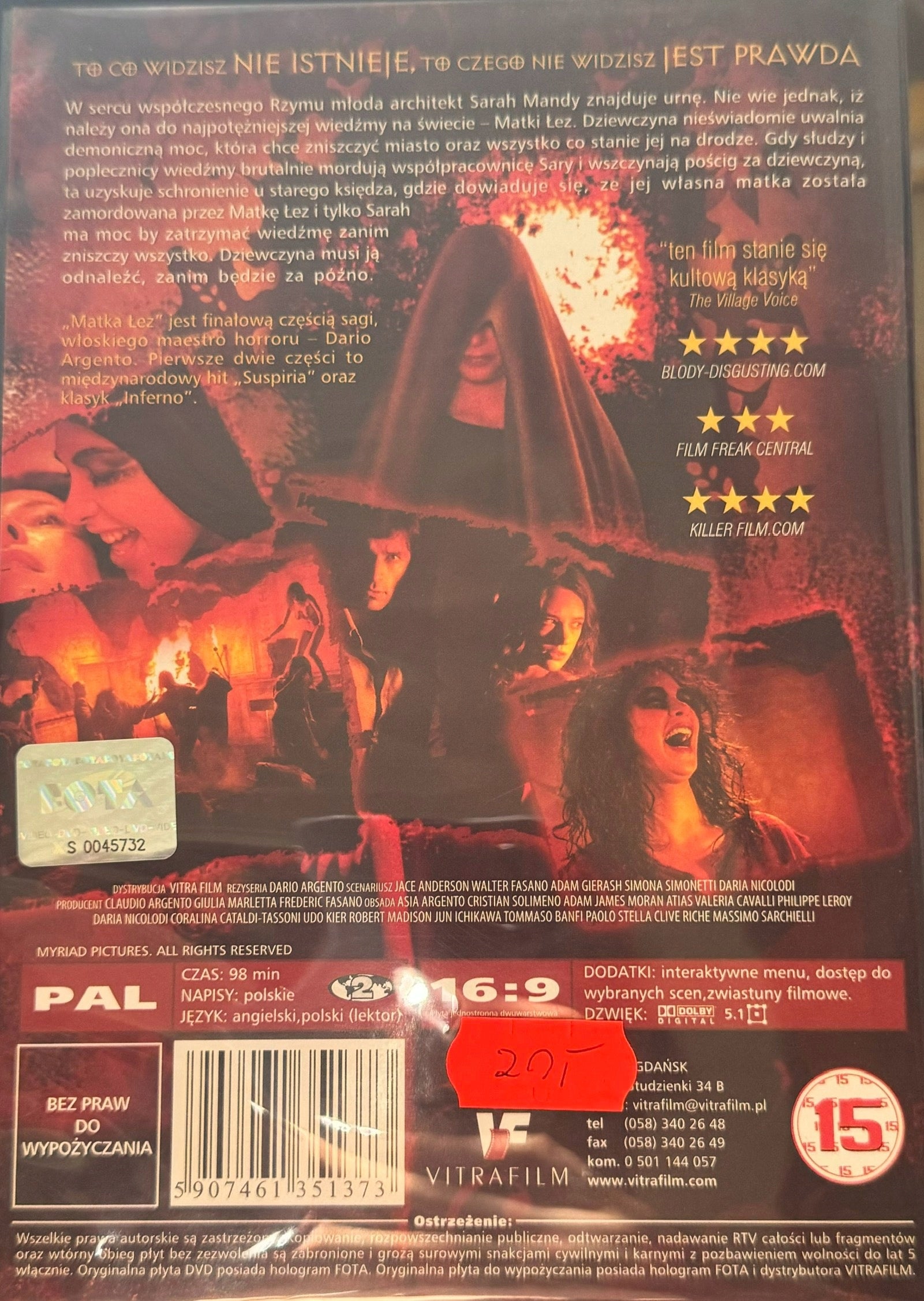 The Mother of tears Matka łez płyta DVD