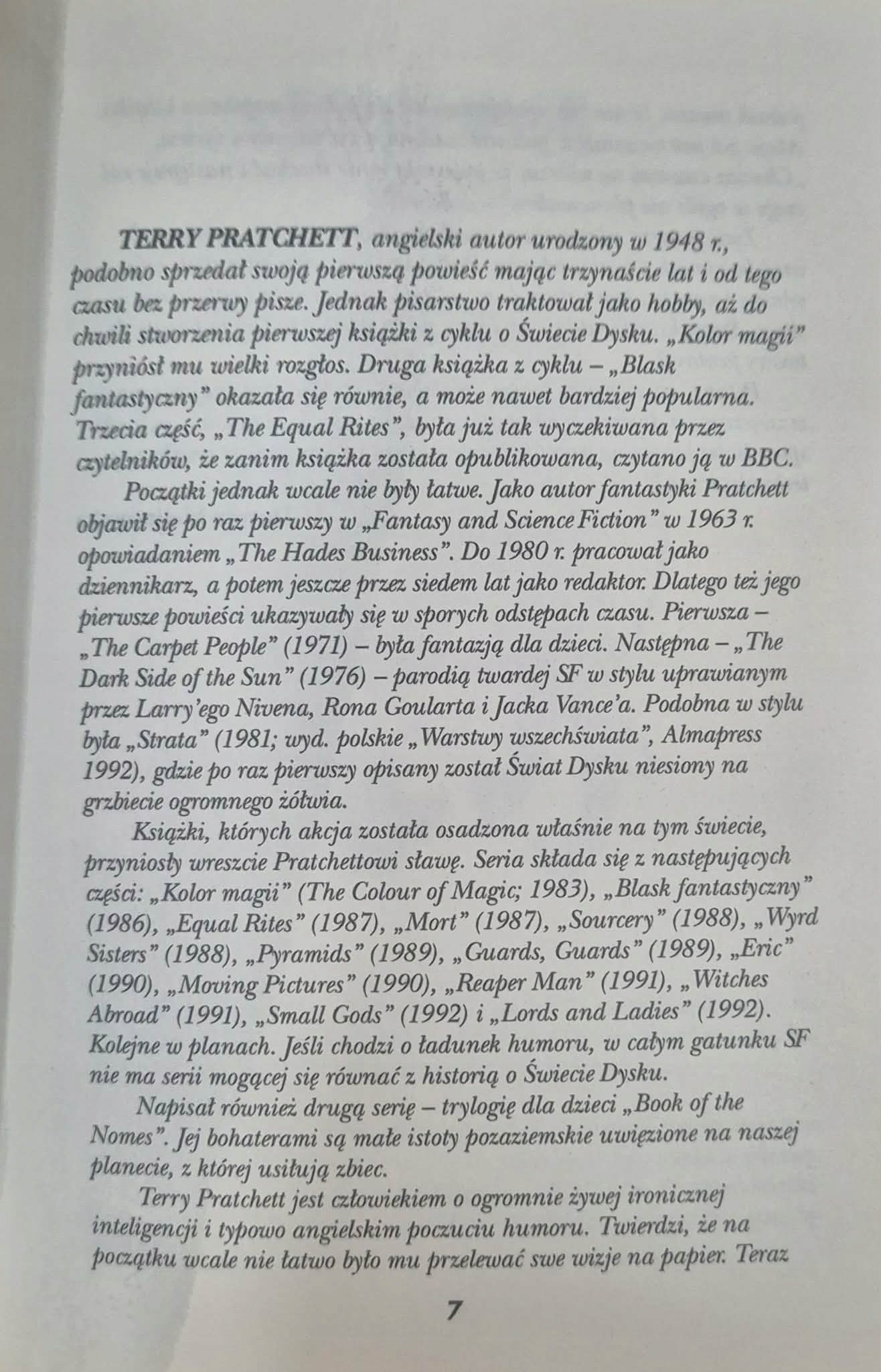 Zestaw 2 książek cykl Świat Dysku Terry Pratchett [tom 1 i 3]
