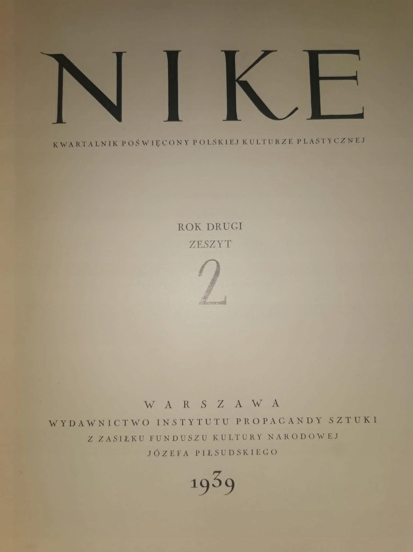 Nike. Kwartalnik poświęcony polskiej kulturze plastycznej [zeszyt 2 1939]