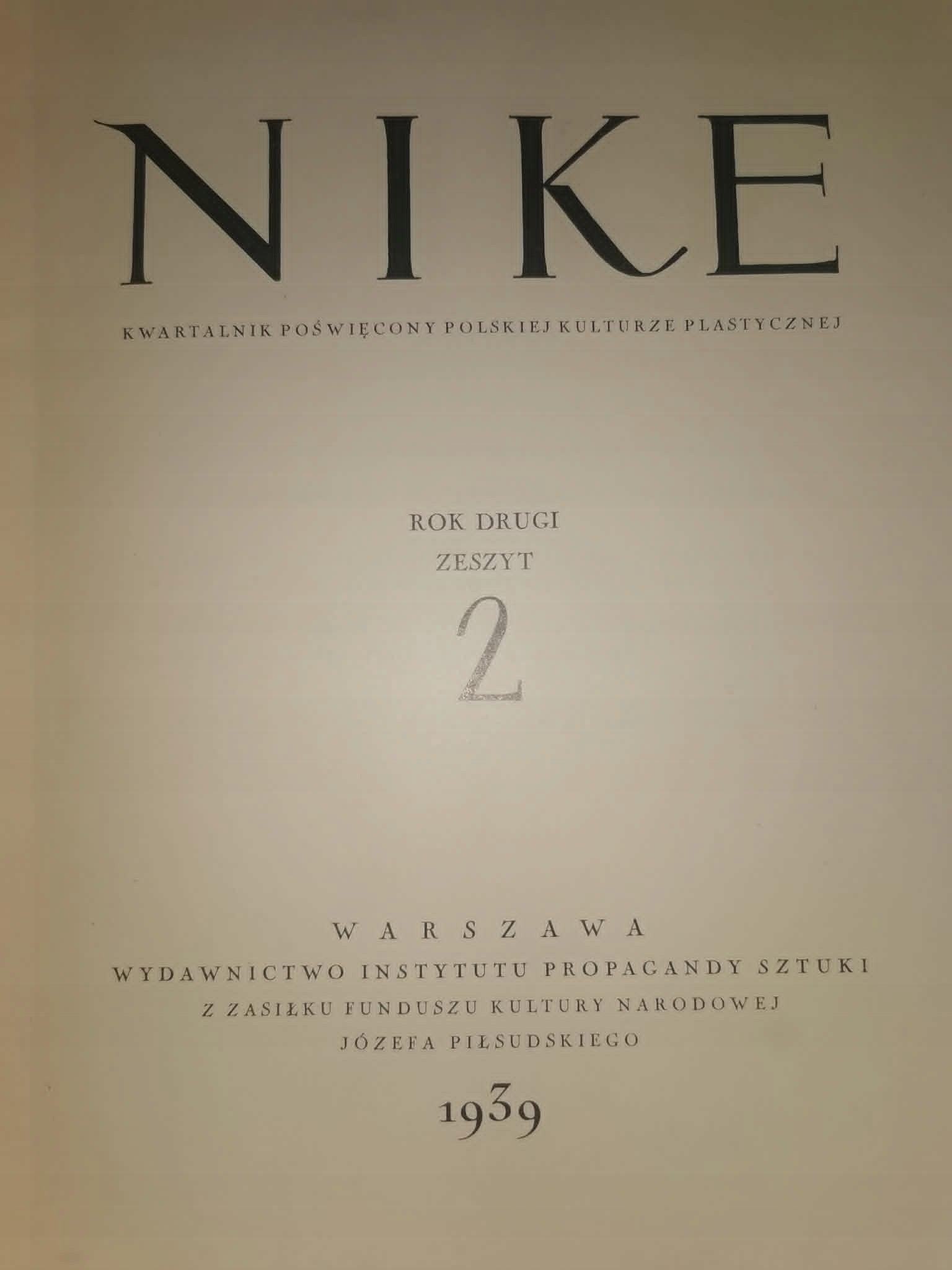 Nike. Kwartalnik poświęcony polskiej kulturze plastycznej [zeszyt 2 1939]