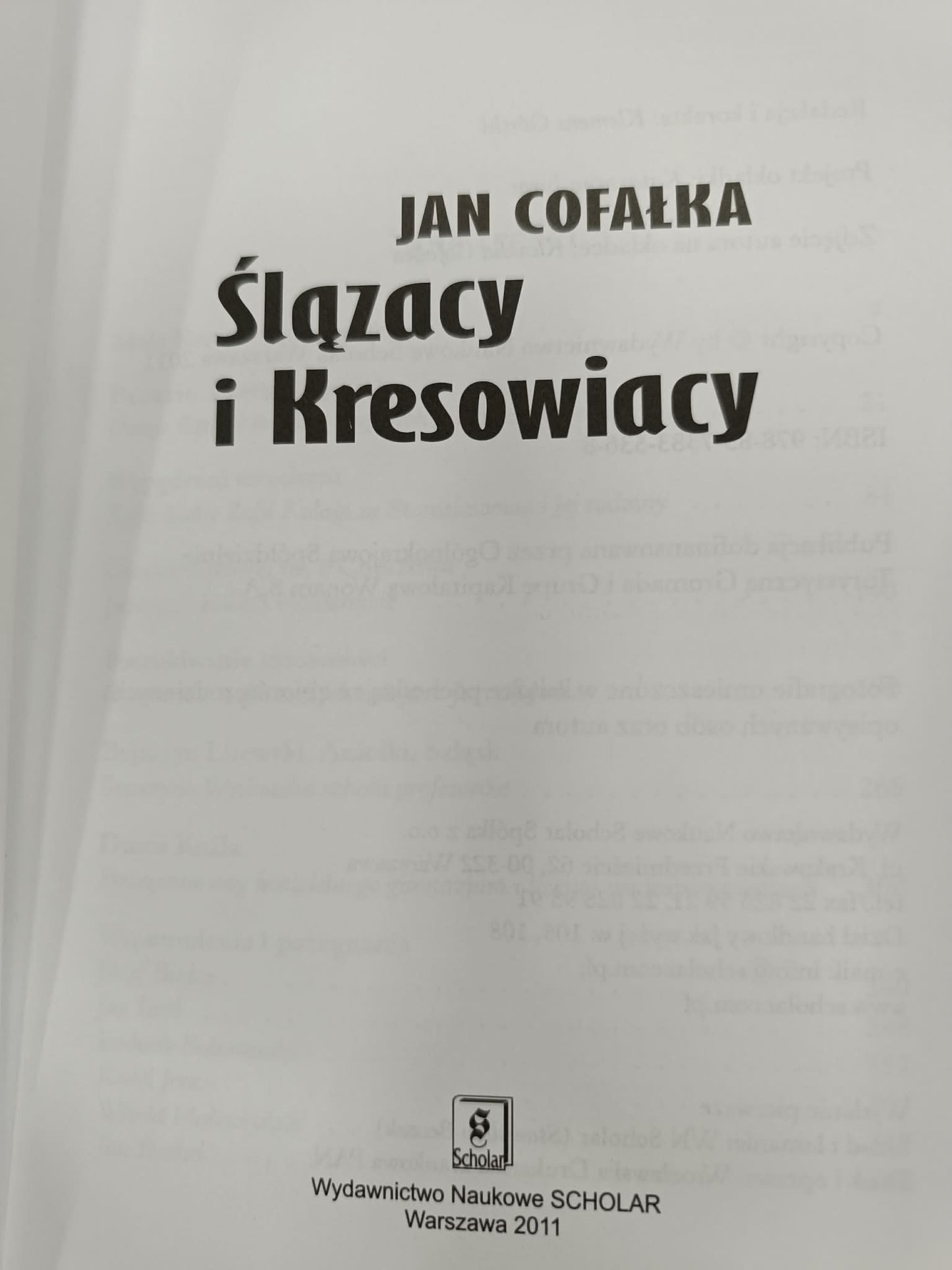 Ślązacy i Kresowiacy, Jan Cofałka [dedykacja Autora]