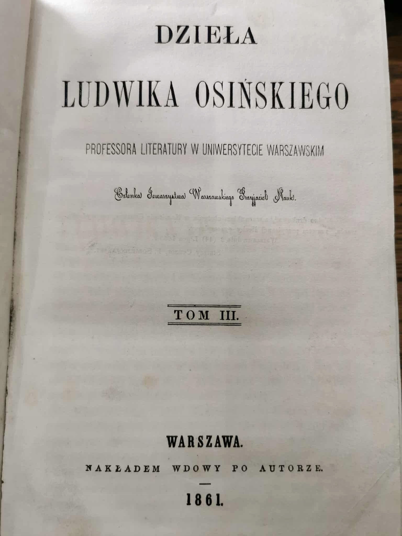 Dzieła Ludwika Osińskiego t. I-IV [Warszawa 1861]