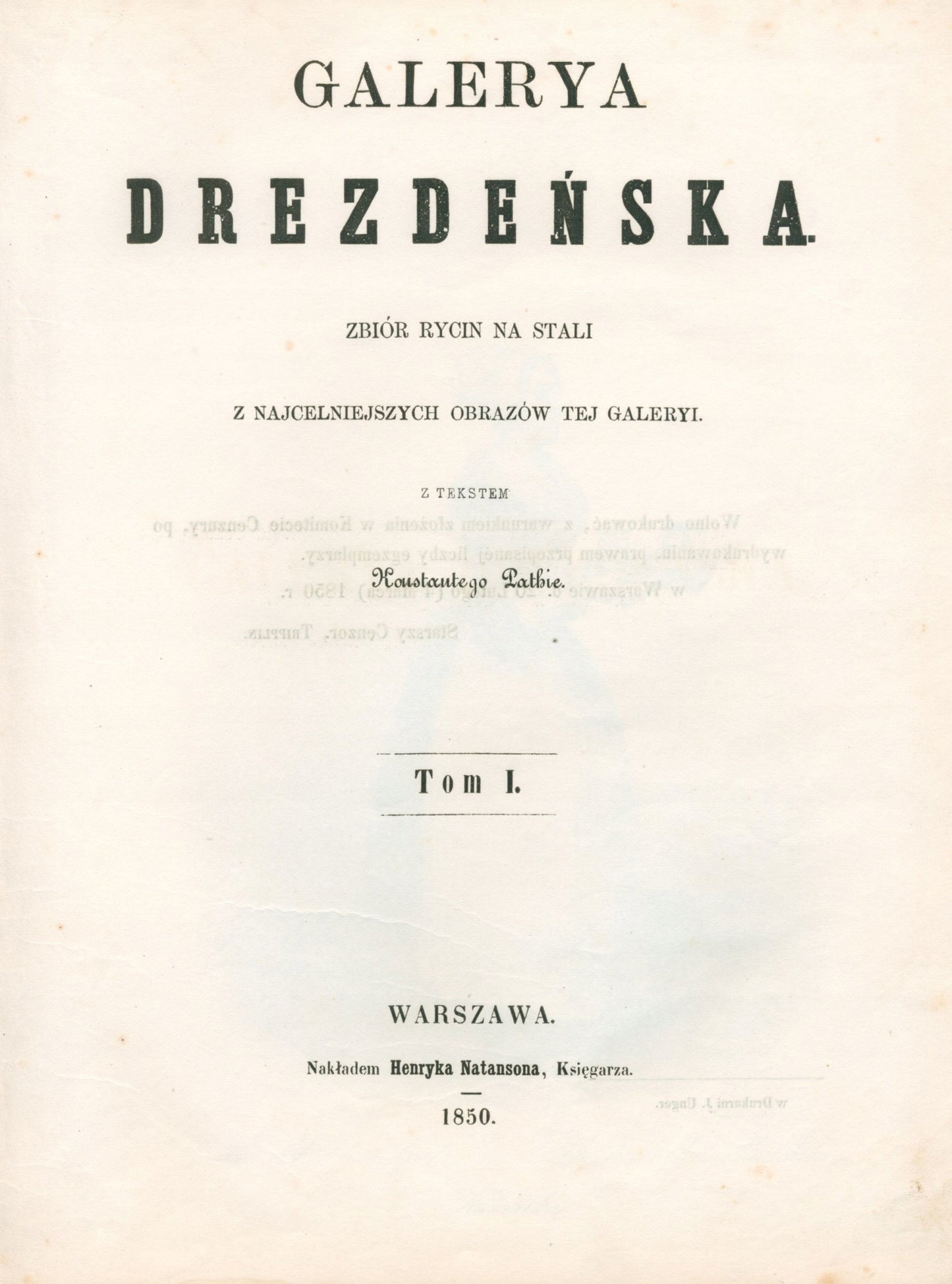 Galerya drezdeńska. Zbiór, Warszawa 1850, Pathie Konstanty