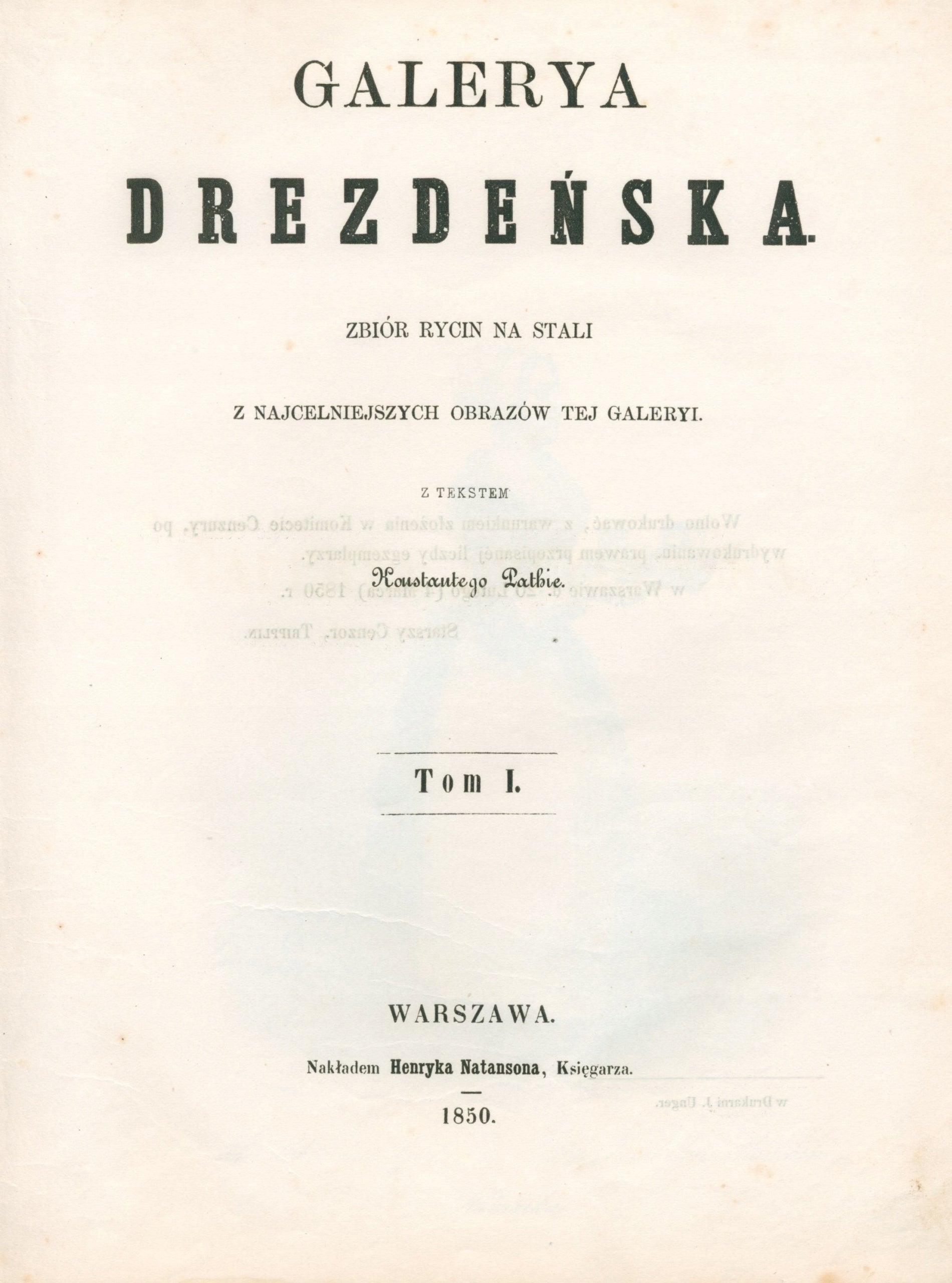 Galerya drezdeńska. Zbiór, Warszawa 1850, Pathie Konstanty