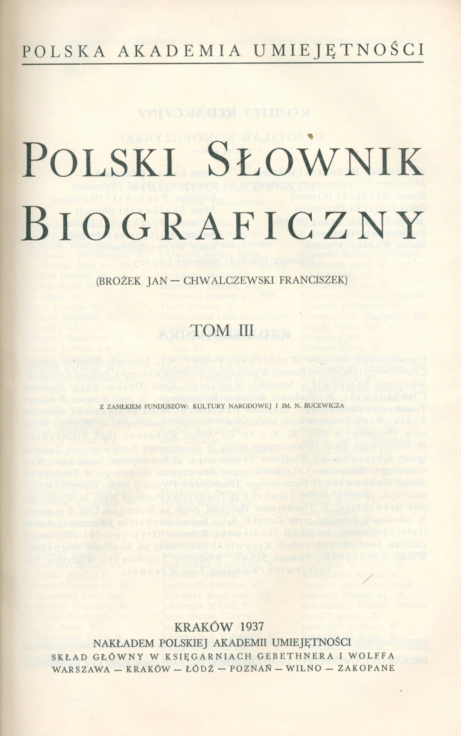Polski Słownik Biograficzny, t. I - VI [Warszawa 1935 -1948]