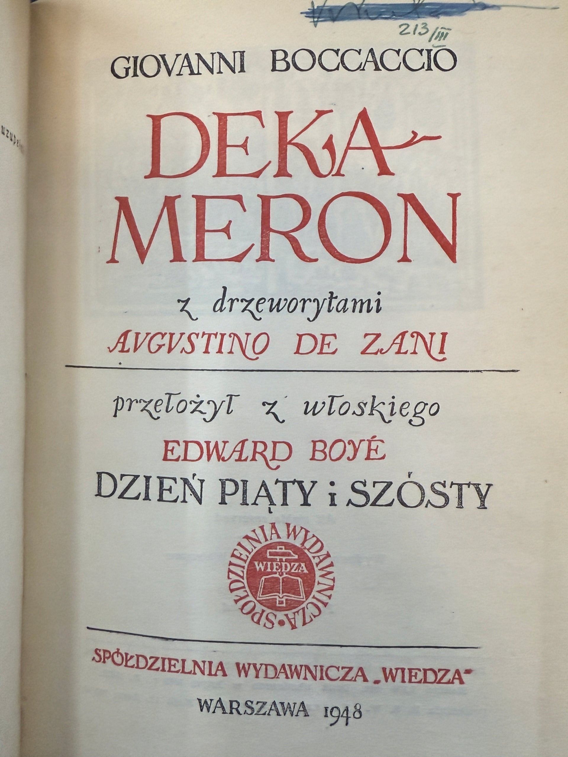 Dekameron Giovanni Boccaccio [1948 r.][KOMPLET]