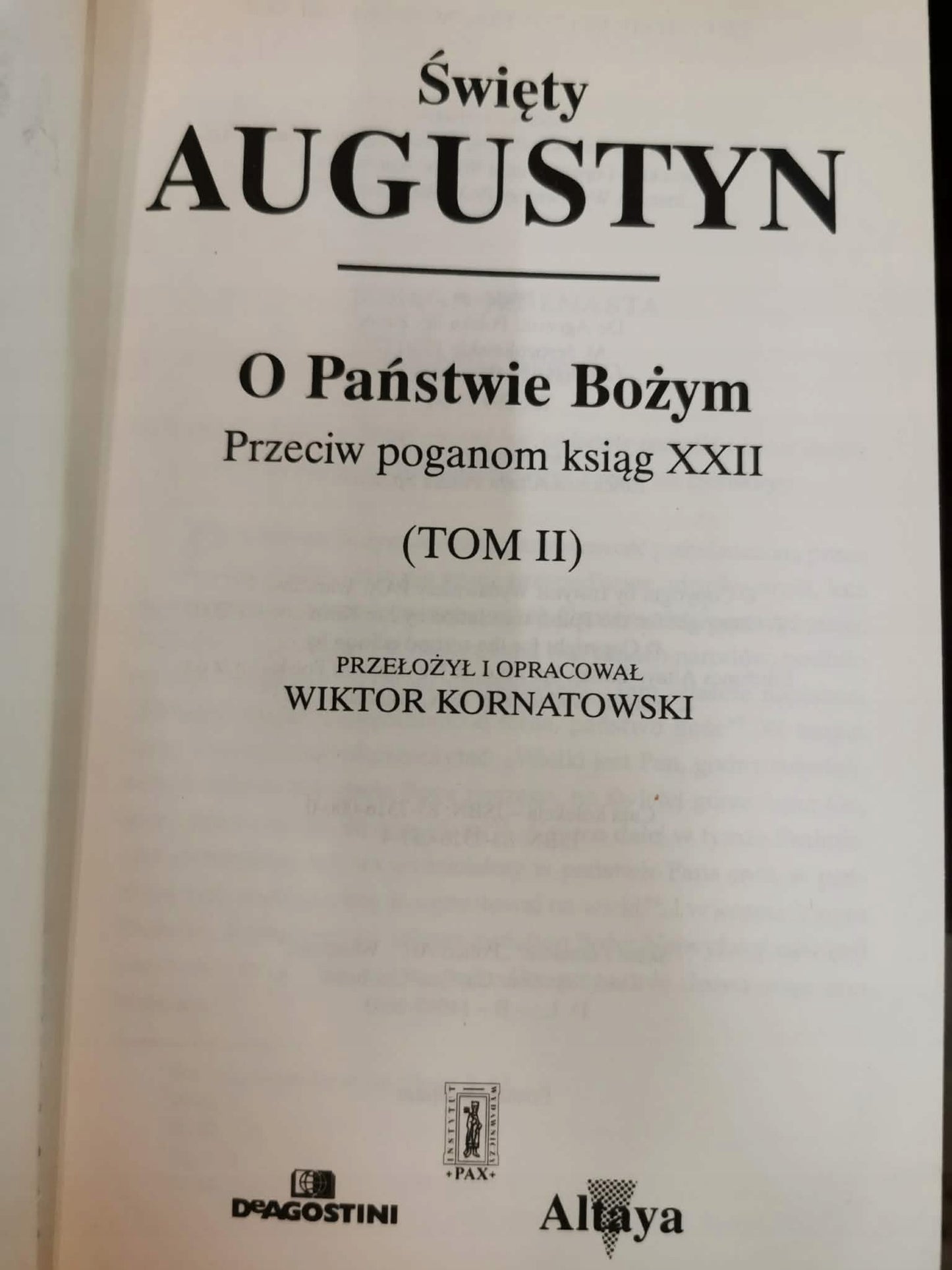 O Państwie Bożym t. I-II, św. Augustyn