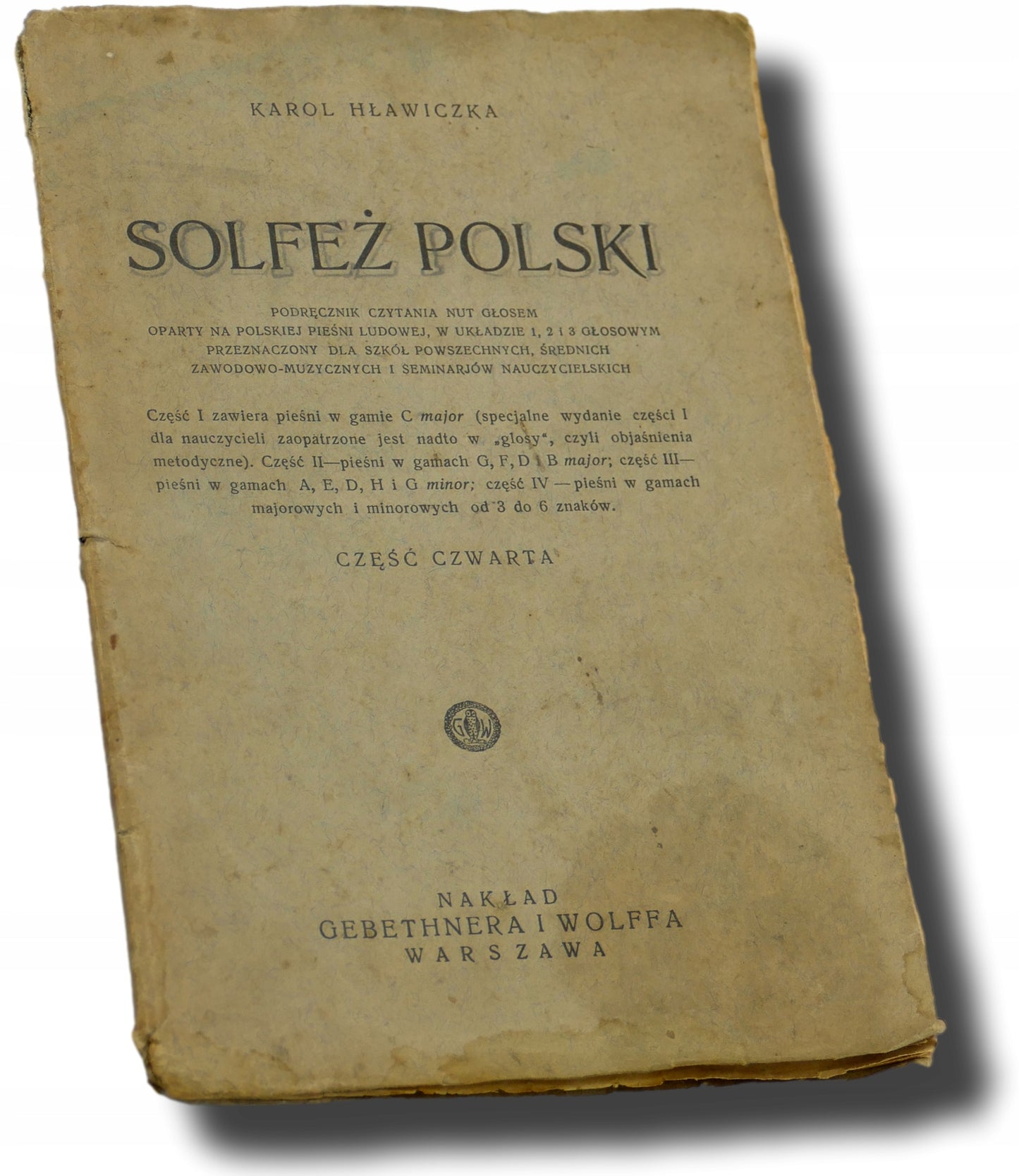 Solfeż polski część czwarta Karol Hławiczka [wydanie z roku 1930]