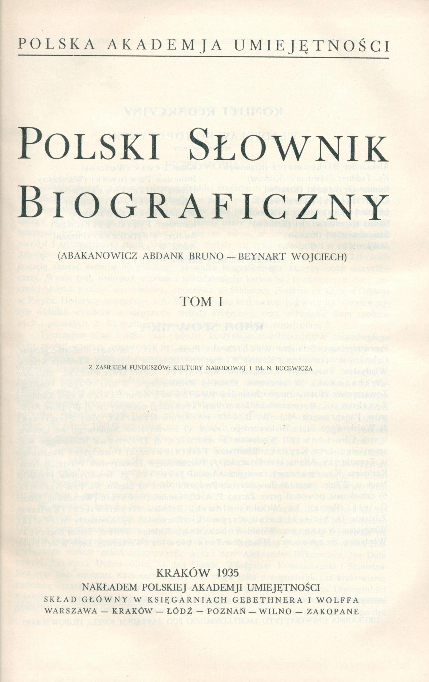 Polski Słownik Biograficzny, t. I - VI [Warszawa 1935 -1948]