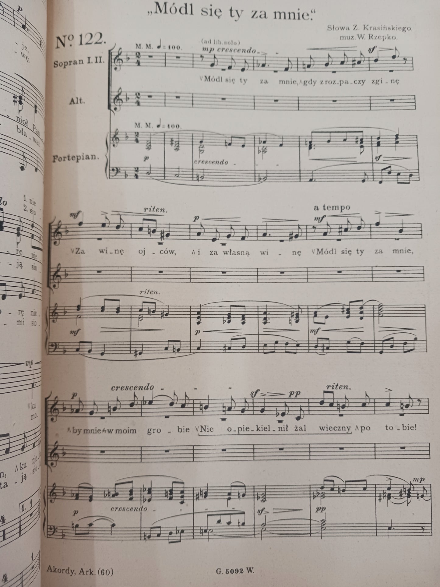 Akordy tom III. 30 pieśni na trzy głosy W. Rzepko [wydanie IV, ca 1920]