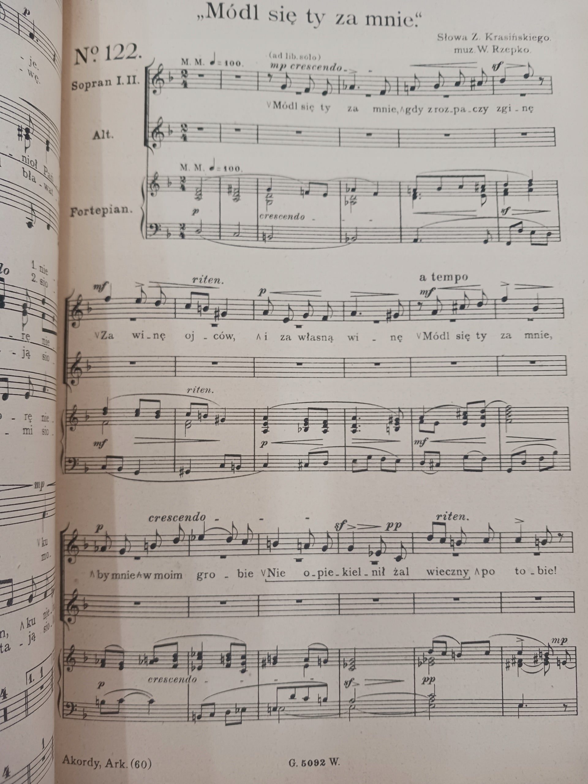 Akordy tom III. 30 pieśni na trzy głosy W. Rzepko [wydanie IV, ca 1920]