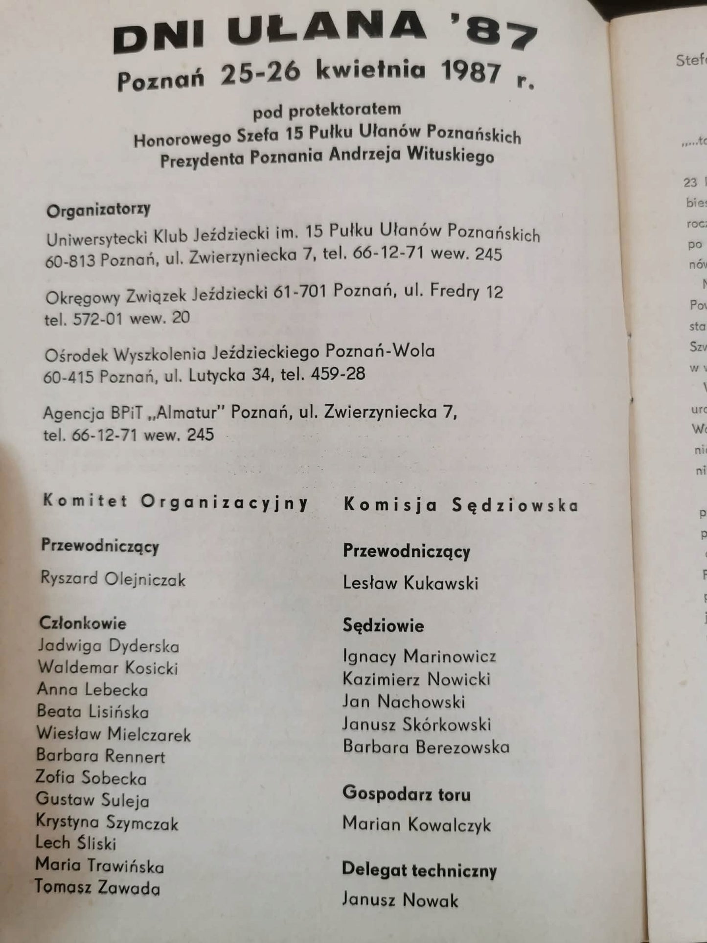 Dni Ułana '87 [katalog wydarzenia]
