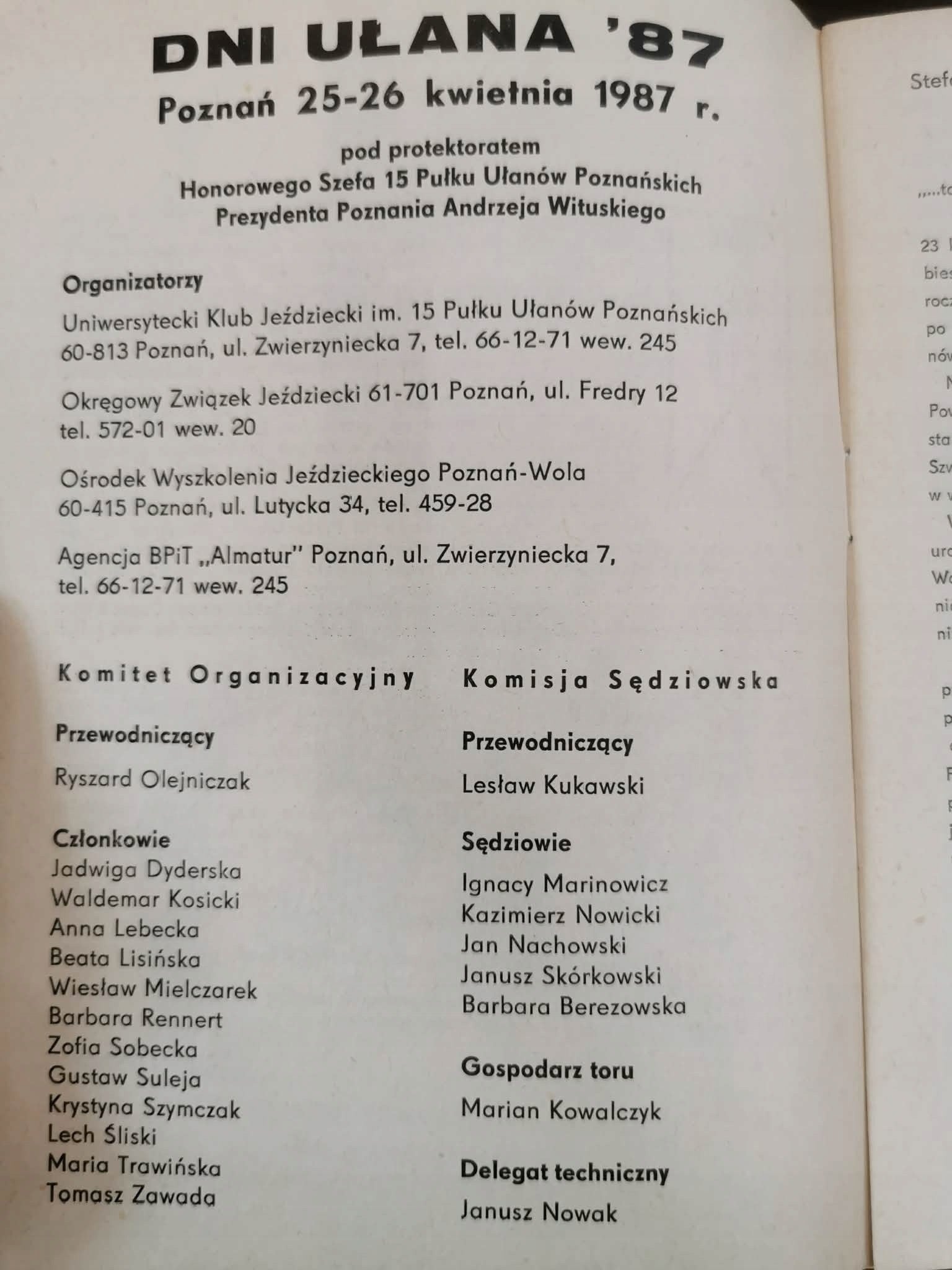 Dni Ułana '87 [katalog wydarzenia]