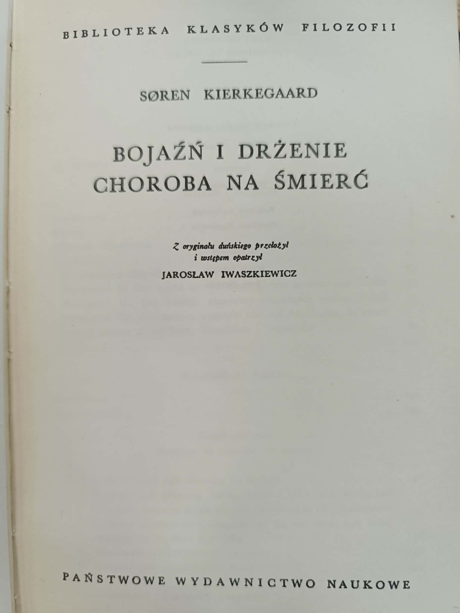 Bojaźń i drżenie, Choroba na śmierć, S. Kierkegaard