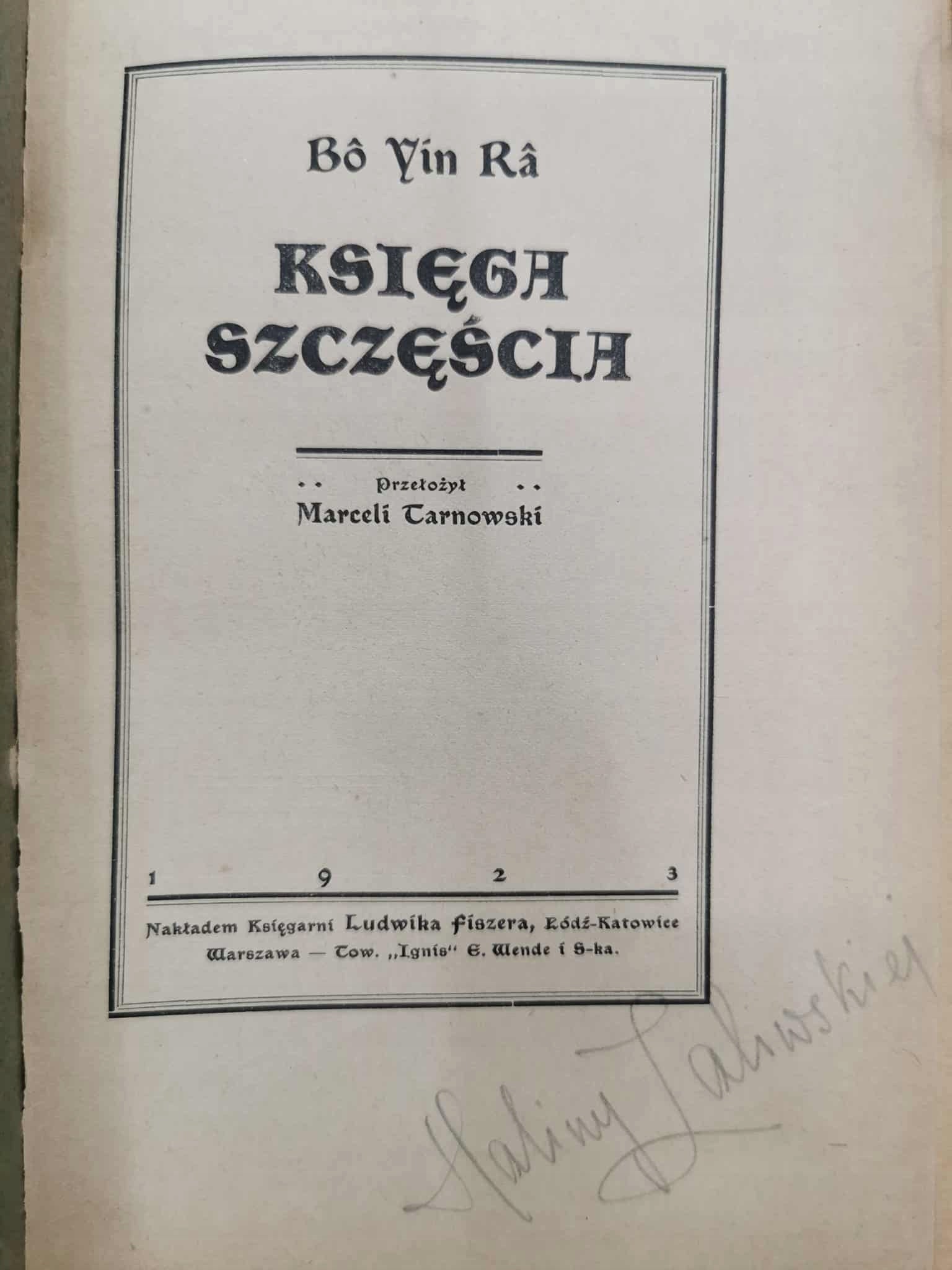 Księga szczęścia, Bo Yin Ra [1923]