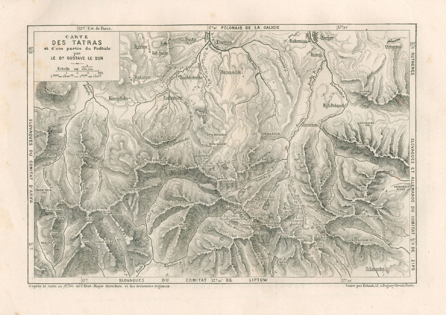Charton Édouard Le Tour du Mond [mapa Tatr, tekst o Podhalu, 1881]