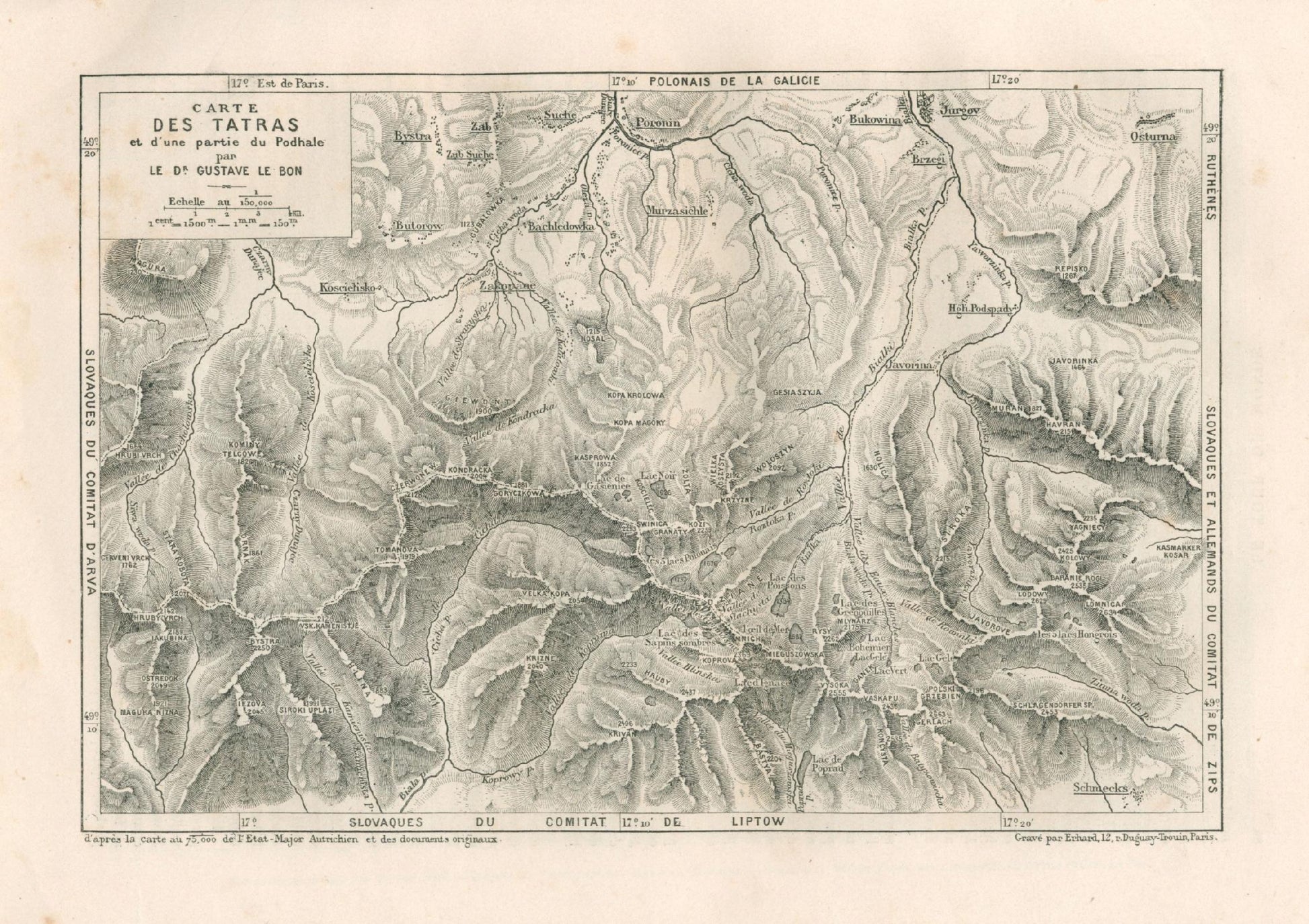 Charton Édouard Le Tour du Mond [mapa Tatr, tekst o Podhalu, 1881]