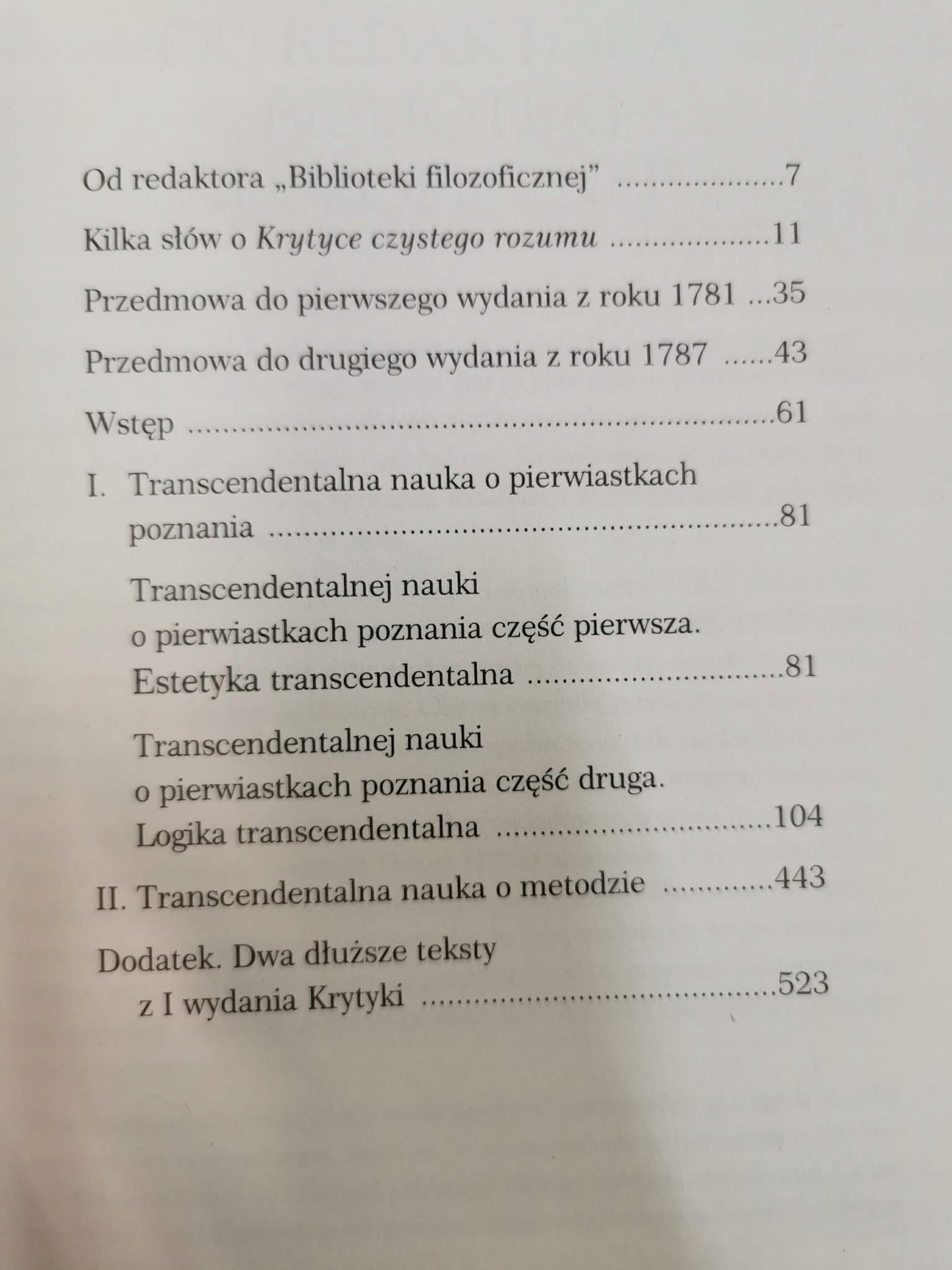Krytyka czystego rozumu, Kant Immanuel