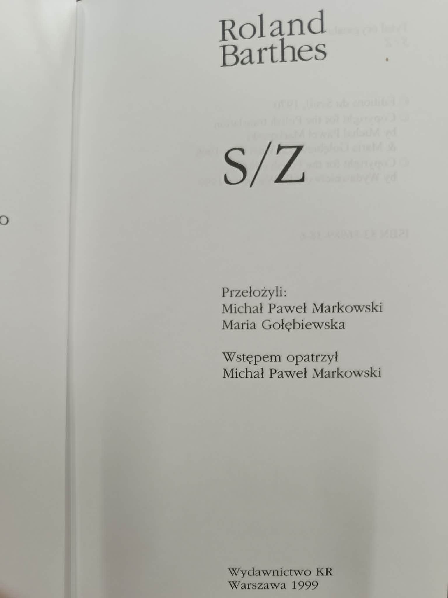 S/Z Roland Barthes
