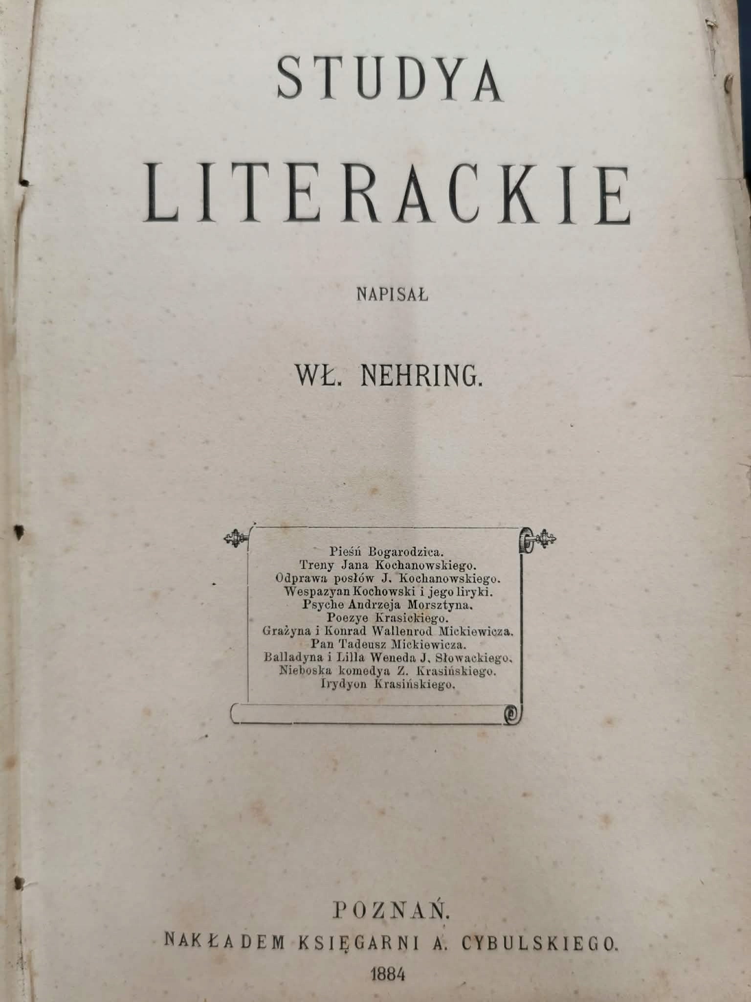 Studya literackie, Wł. Nehring [Poznań 1884]