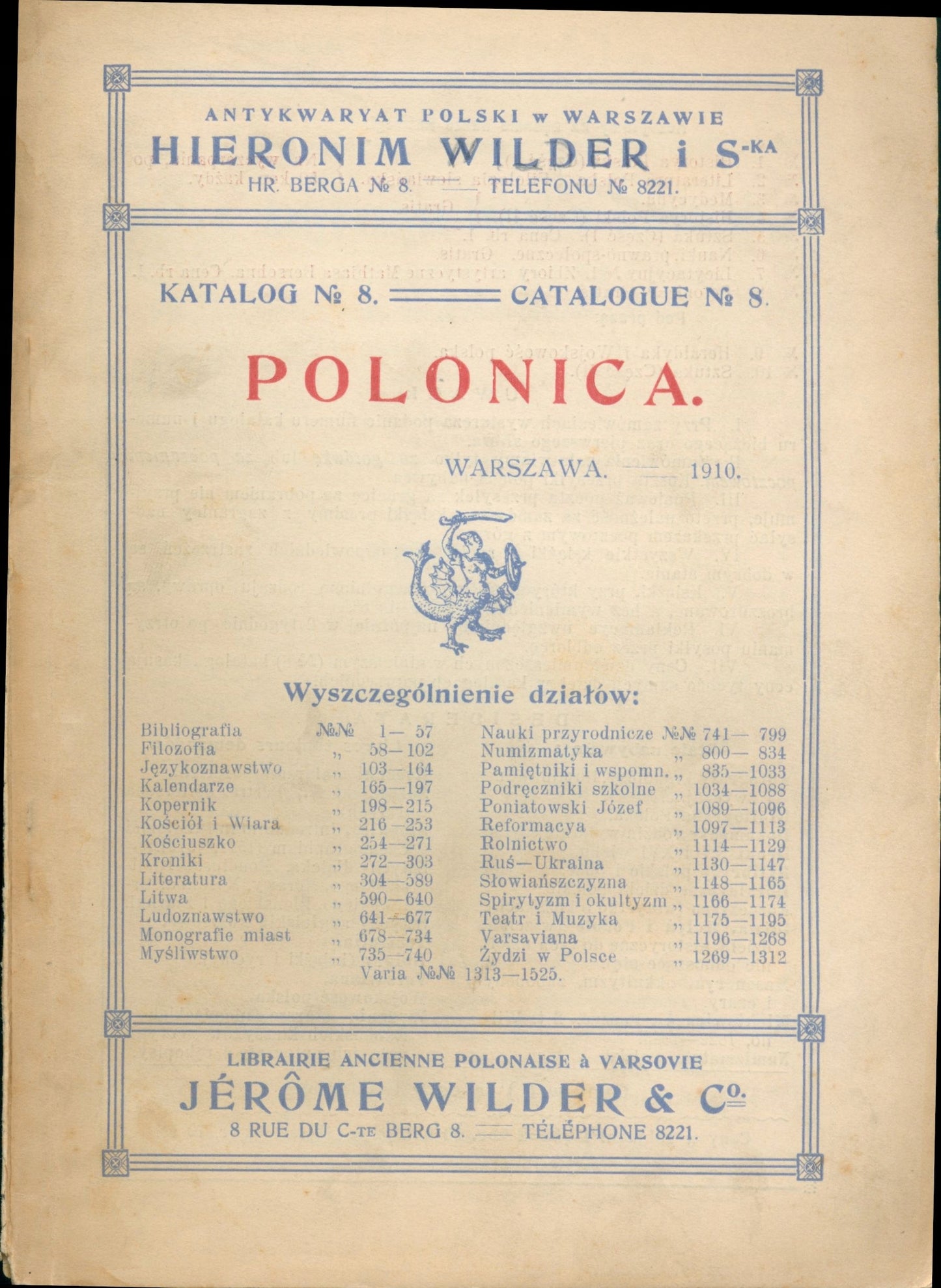 Historja Polski nr 24, Polonica nr 8, Miscellanea polskie, H. Wilder