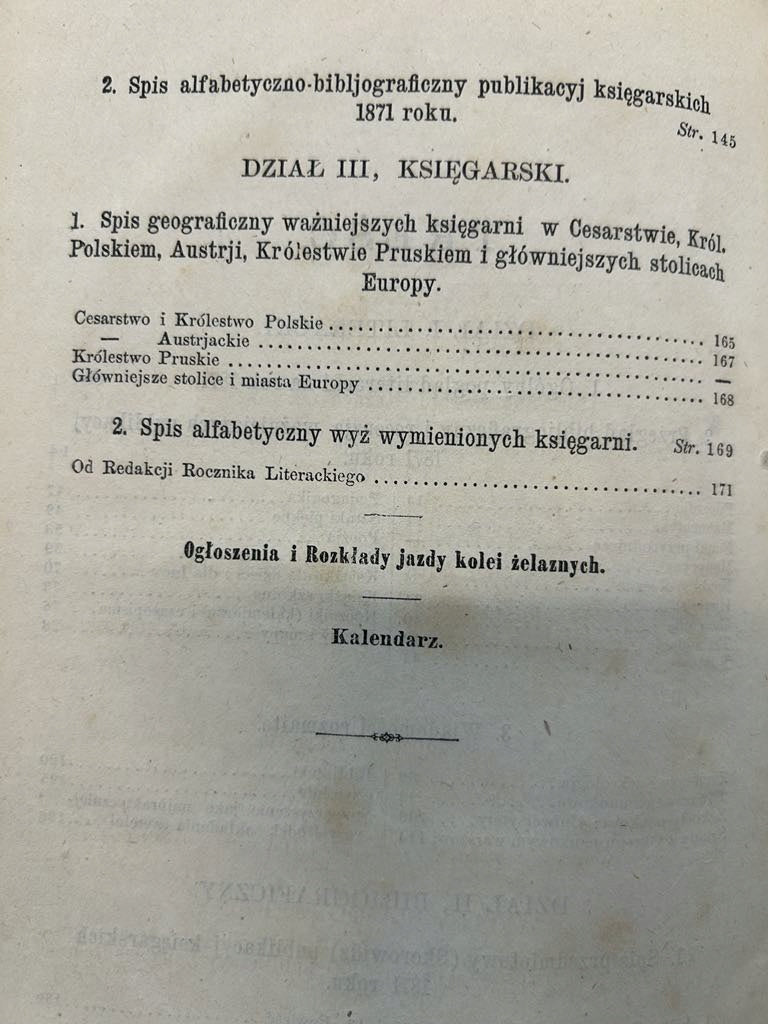 Warszawski Rocznik Literacki. Rok pierwszy 1871 - red. Stanisław Czarnowski