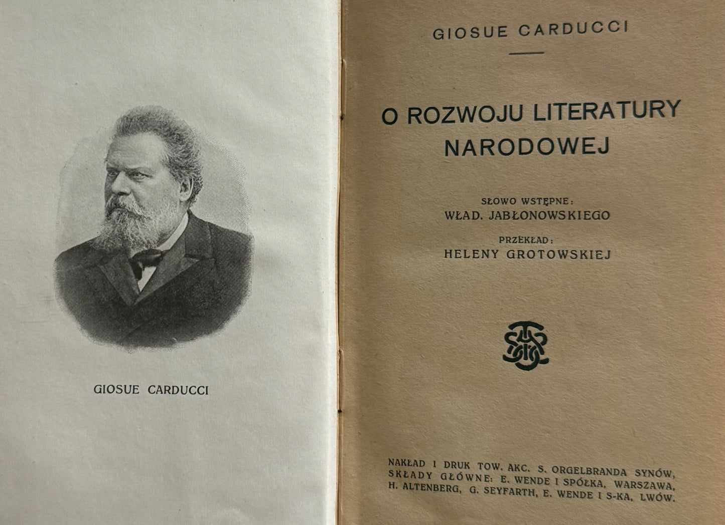 O rozwoju literatury narodowej Giosue Carducci [wydanie przedwojenne]