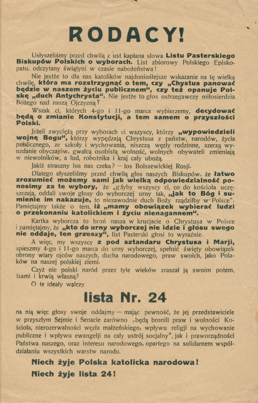 [Blok Katolicko- Narodowy] Rodacy!