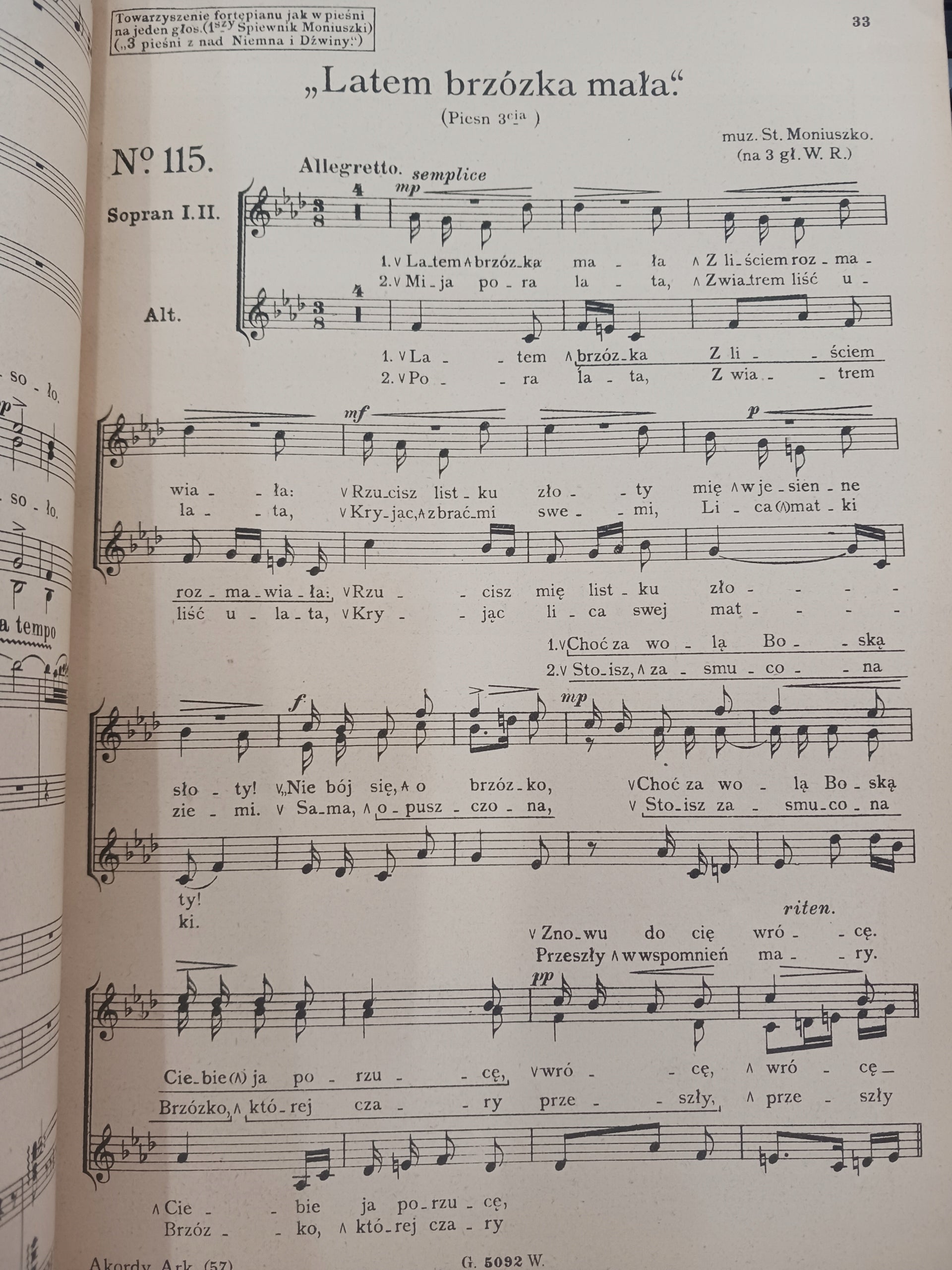 Akordy tom III. 30 pieśni na trzy głosy W. Rzepko [wydanie IV, ca 1920]